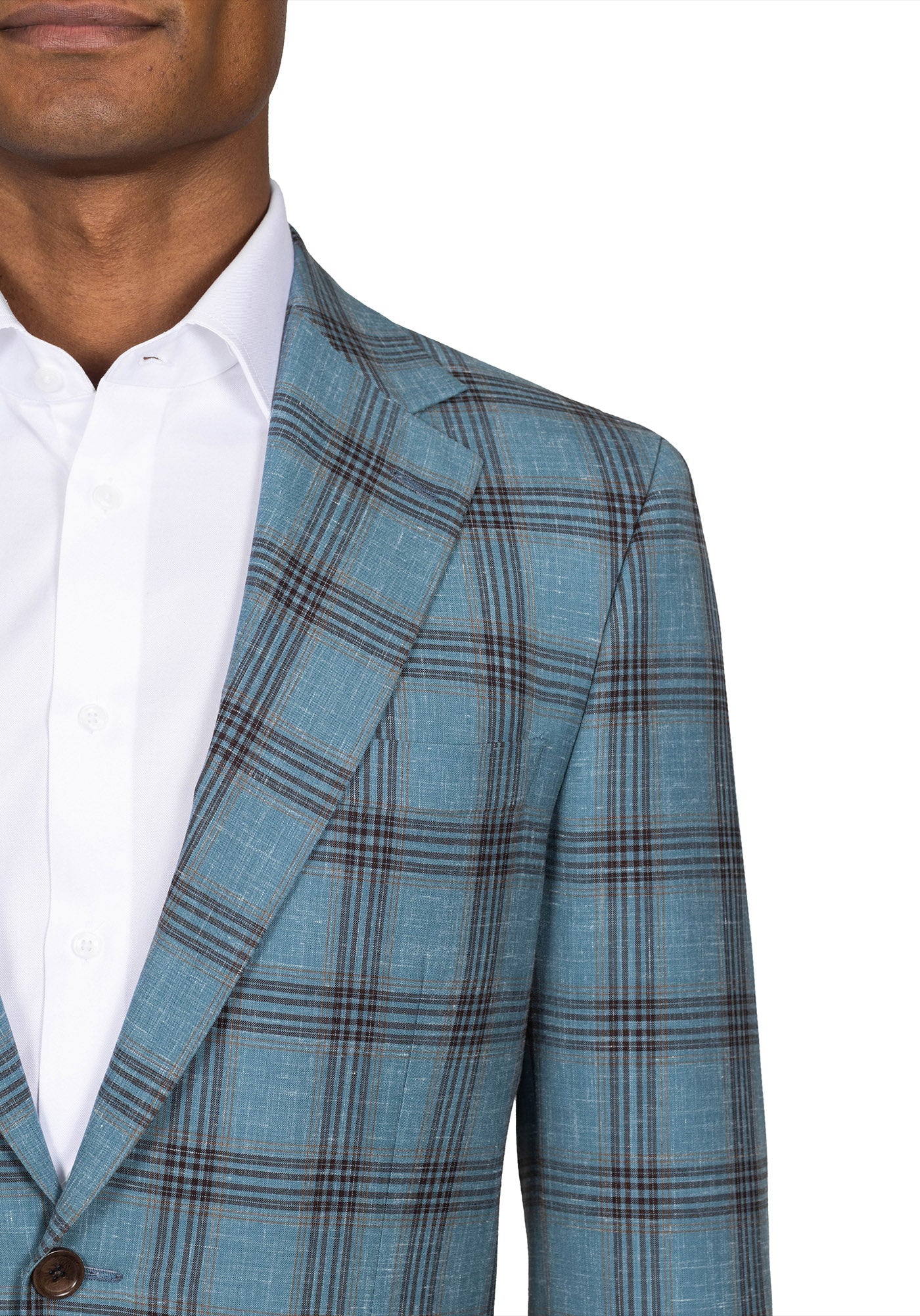 Aqua Blue and Brown Plaid Suit - Image 4