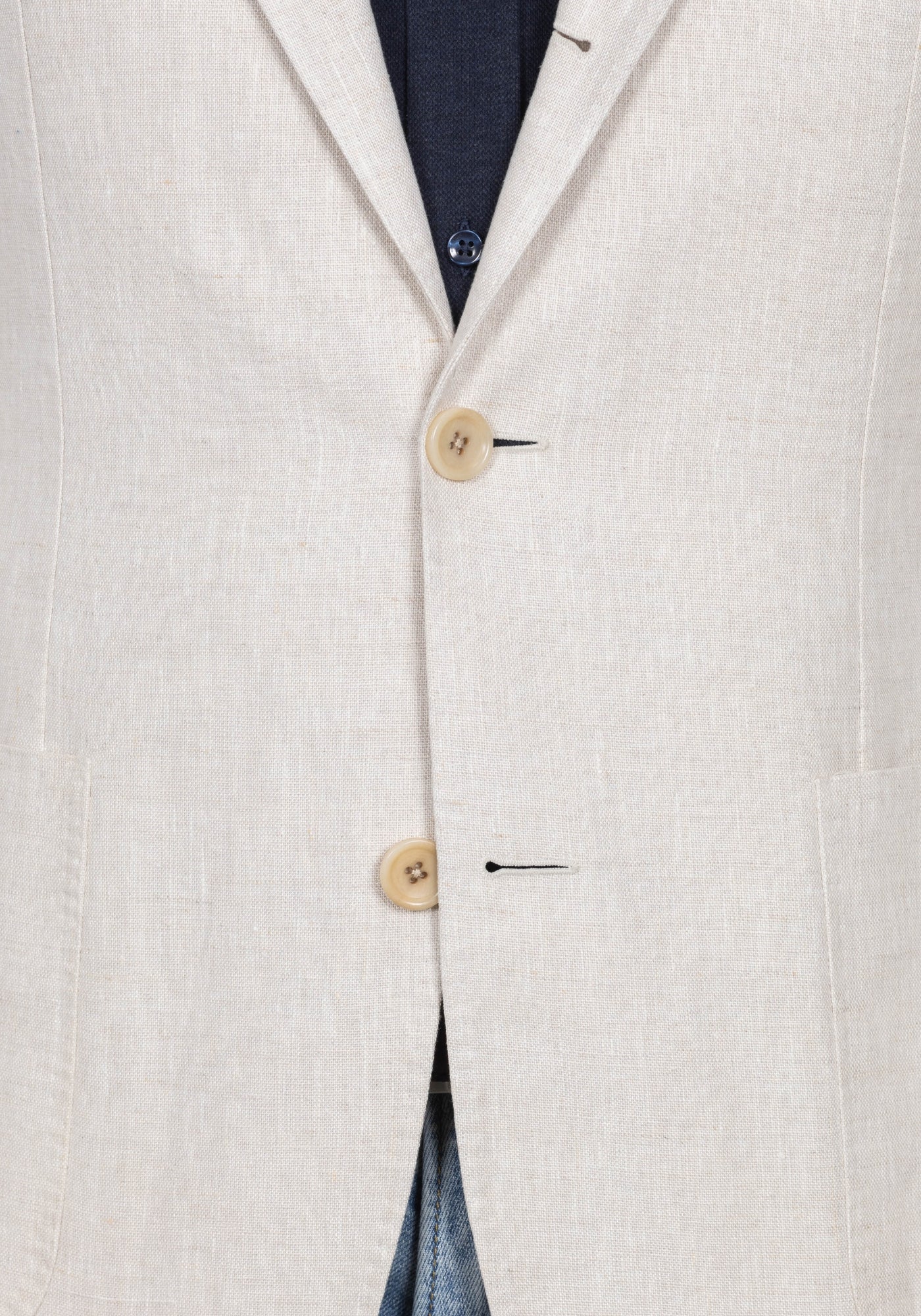 Beige Linen Sharkskin Blazer - Image 2
