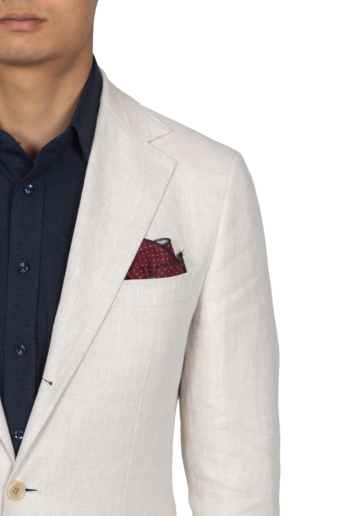Beige Linen Sharkskin Blazer - Image 4