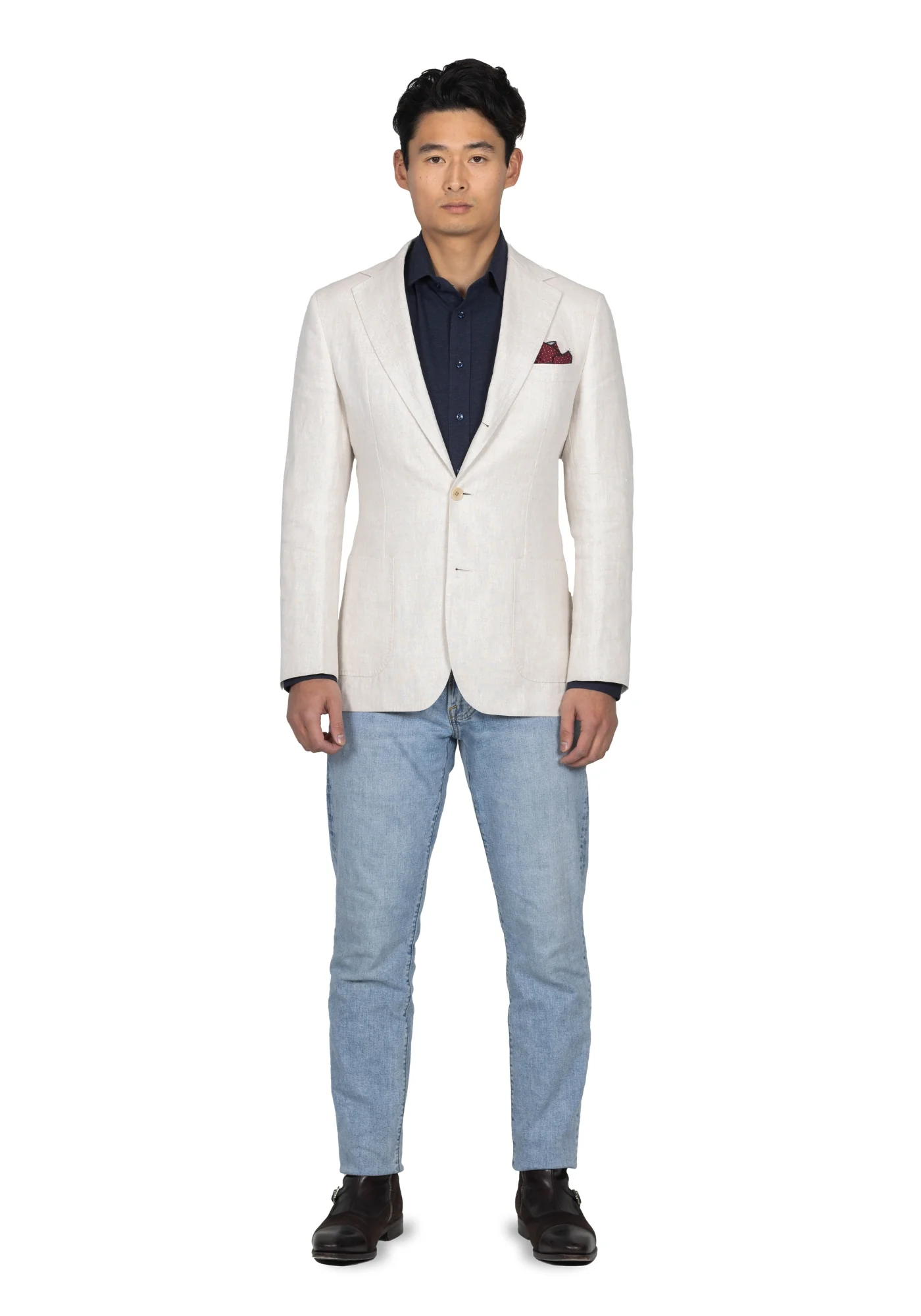 Beige Linen Sharkskin Blazer - Image 7