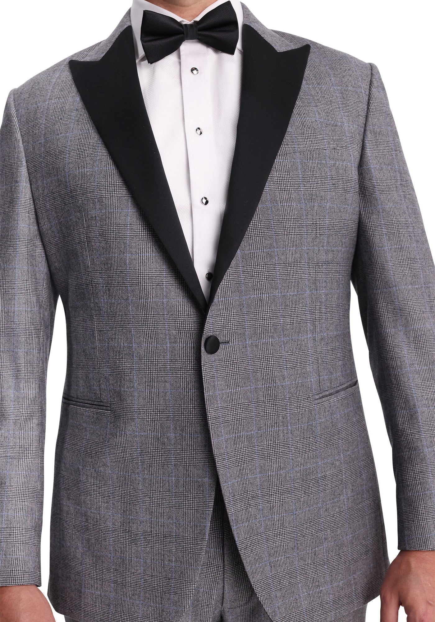 Black & White Glen Plaid Flannel Dinner Jacket - Image 3