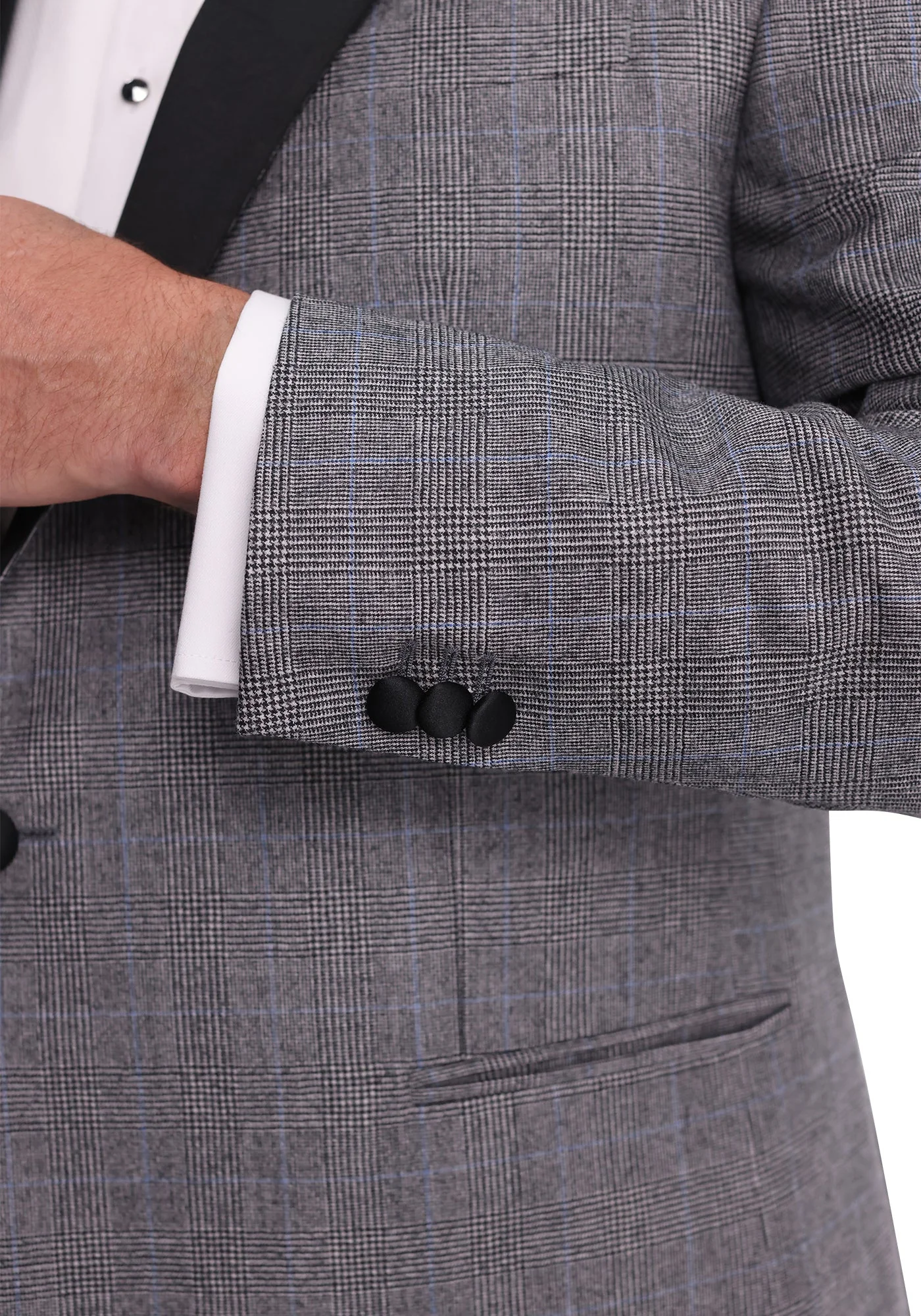 Black & White Glen Plaid Flannel Tuxedo Pants - Image 6