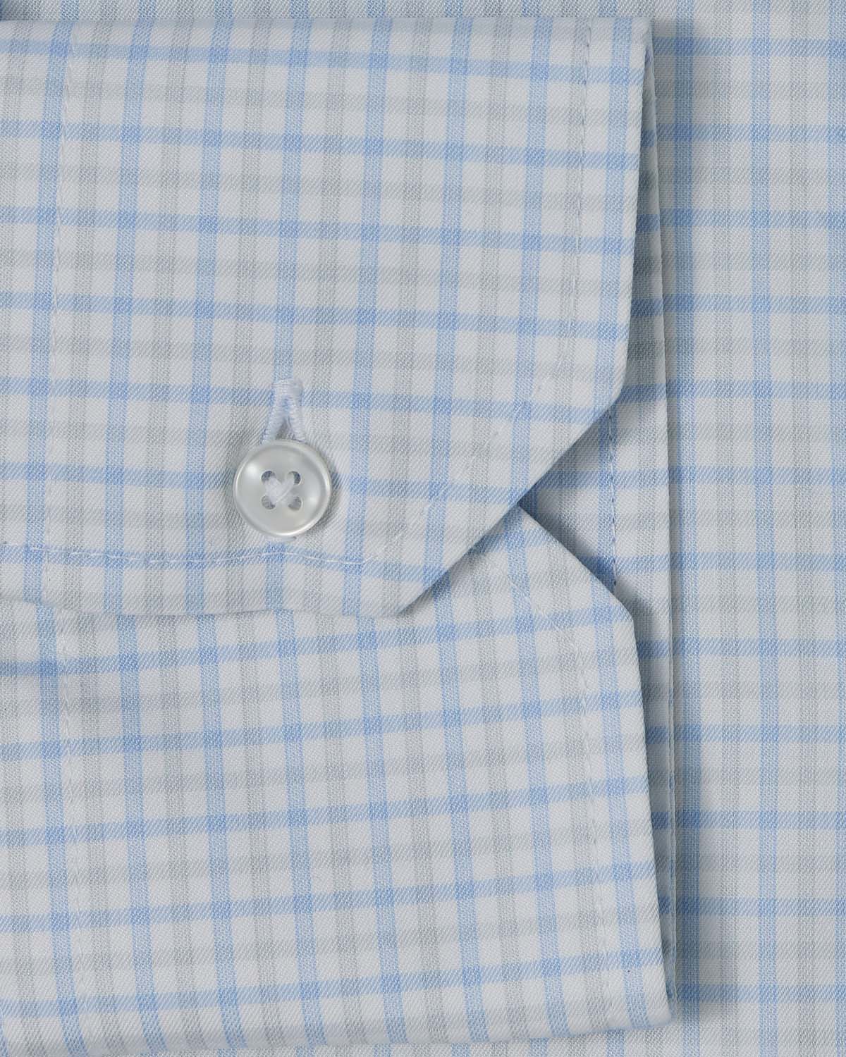 Blue and Grey Check Dress Shirt - Image 3