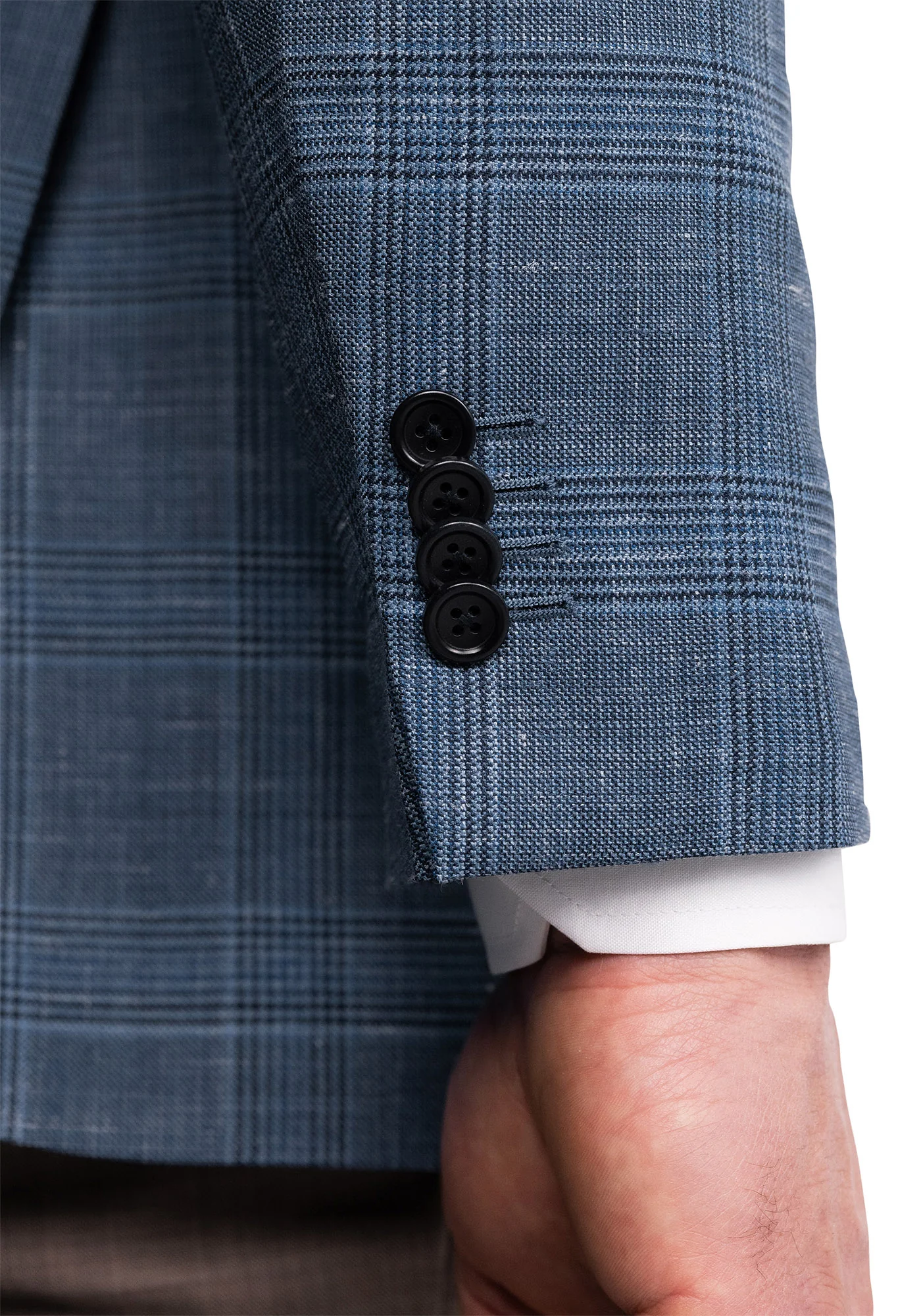 Blue Glen Plaid Wool Silk Linen Blazer - Image 3