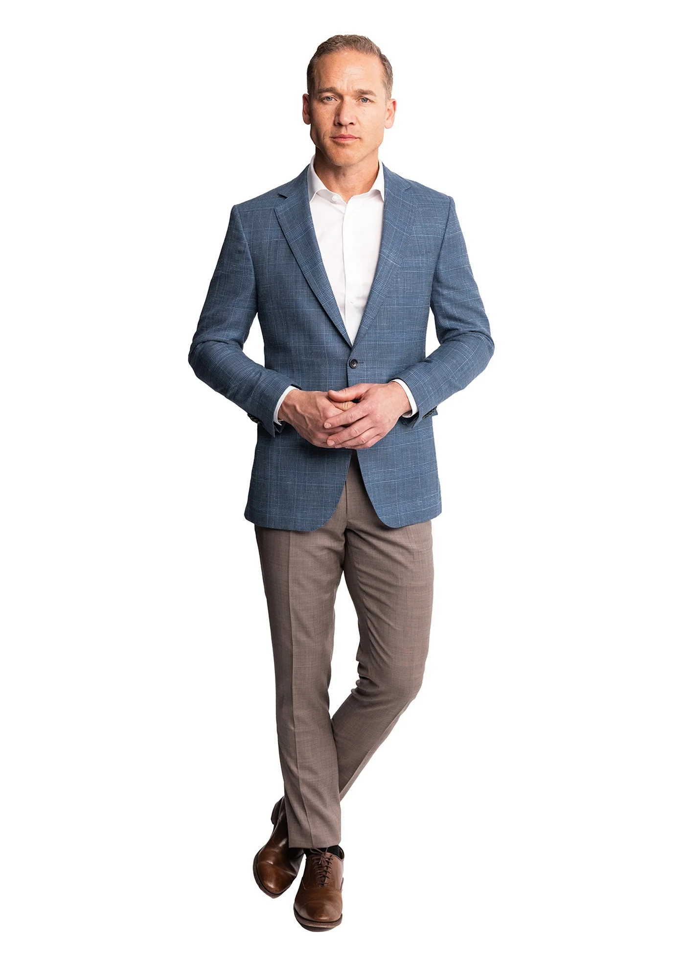 Blue Glen Plaid Wool Silk Linen Blazer - Image 4