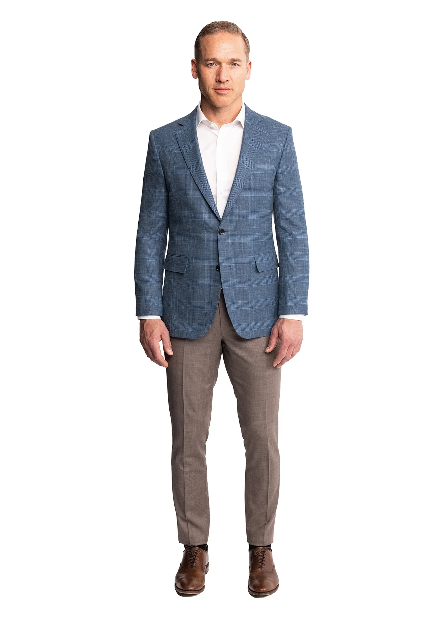 Blue Glen Plaid Wool Silk Linen Blazer - Image 5