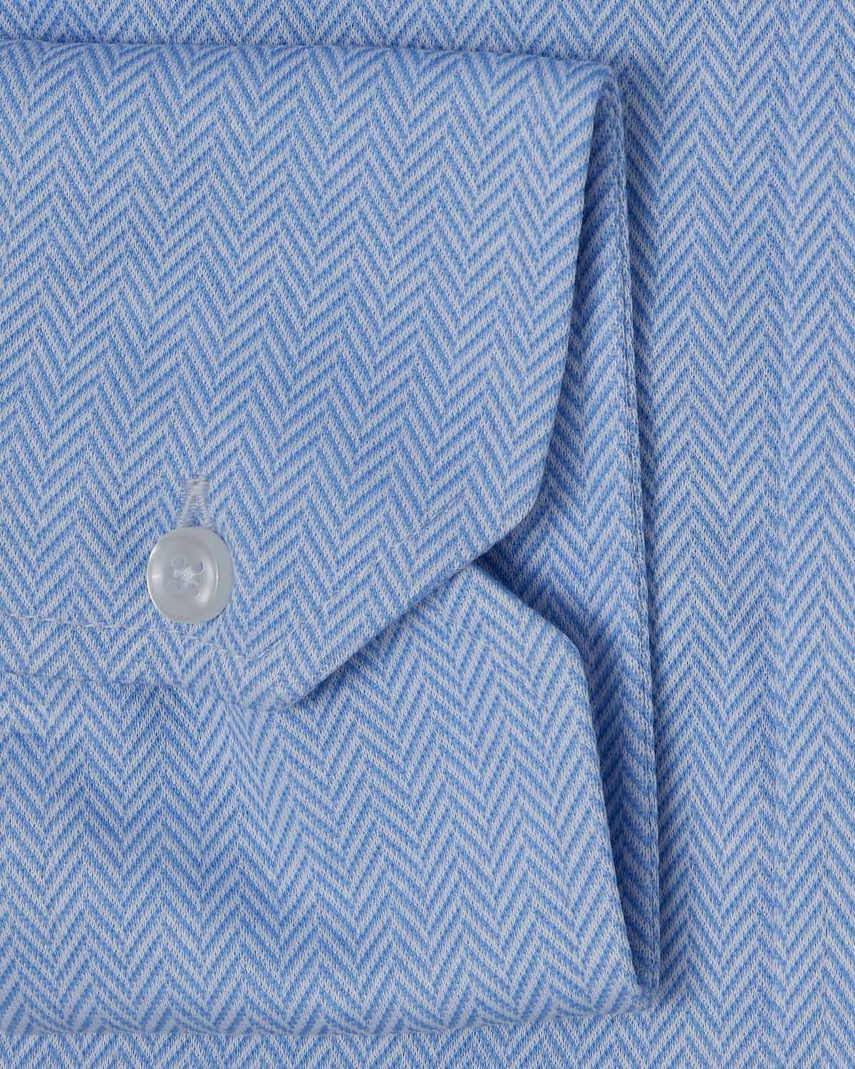 Blue Herringbone Performance Pique Knit Shirt - Image 3