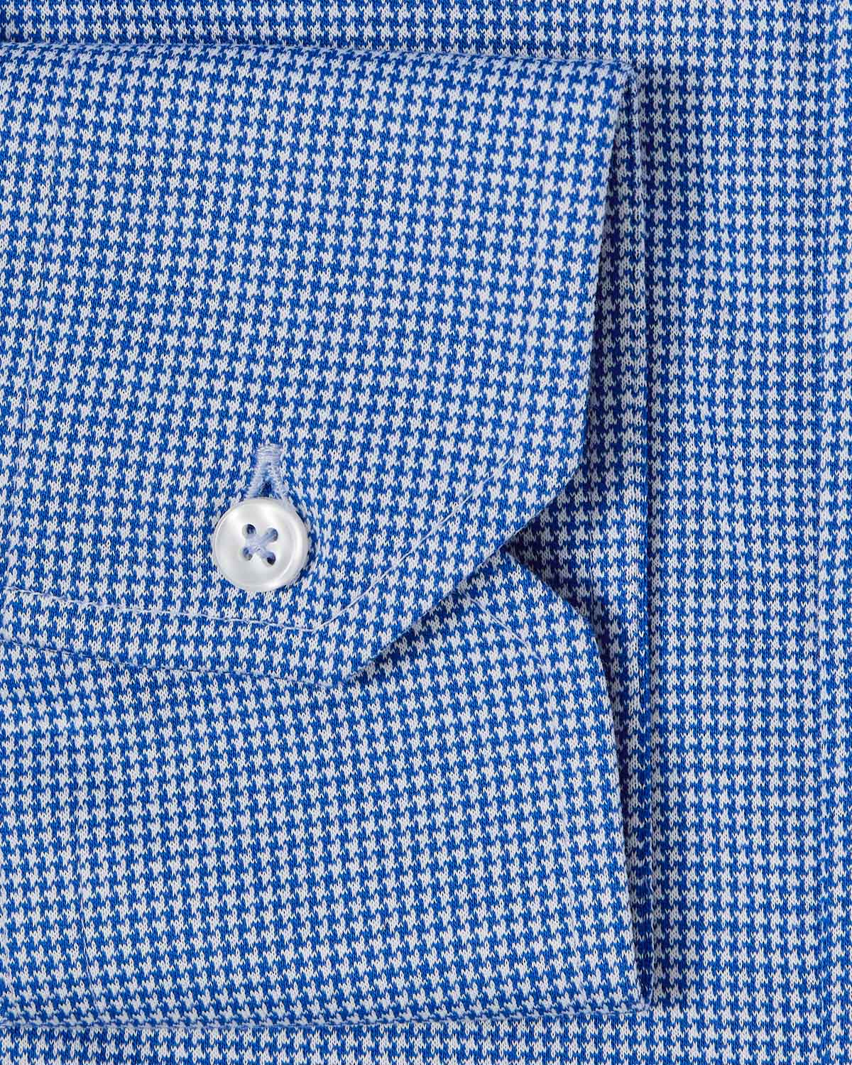 Blue Houndstooth Performance Pique Knit Shirt - Image 3