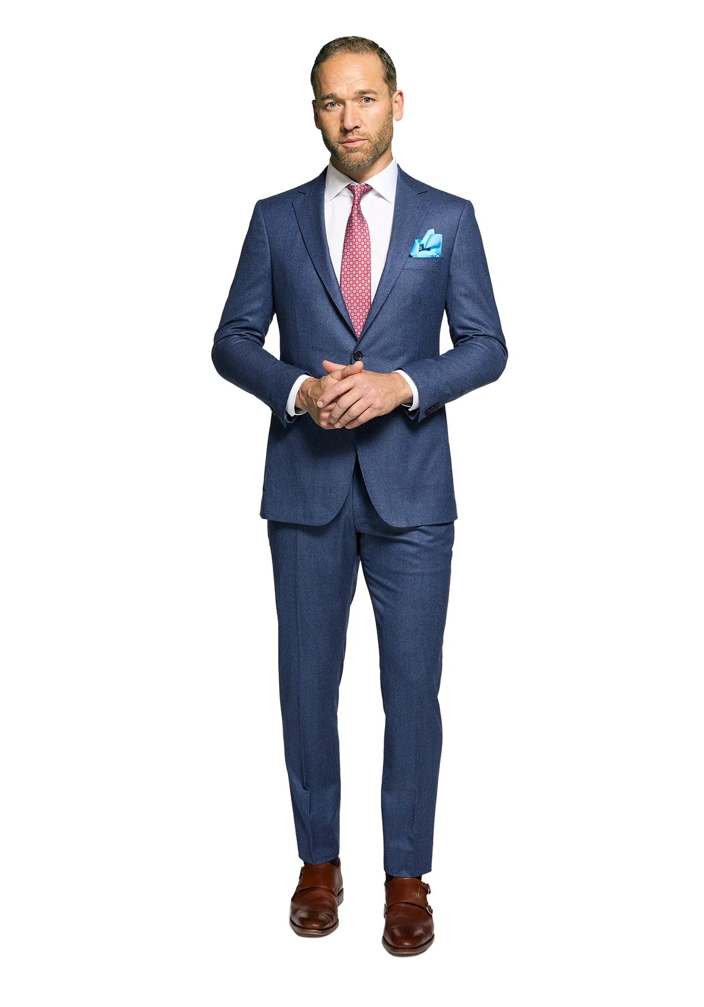 Blue Houndstooth Wool Flannel Blazer - Image 5