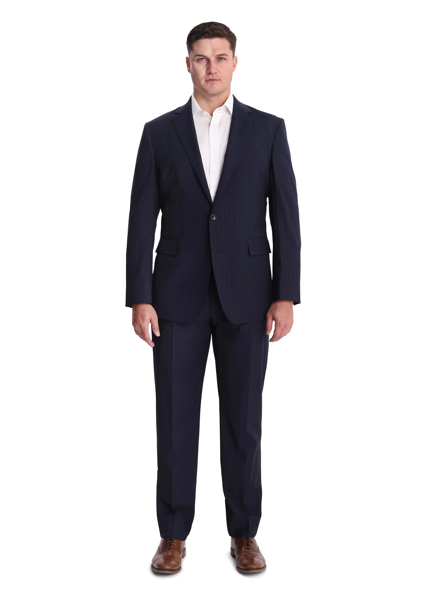 Blue-on-Blue Pinstripe Stretch Fresco Dress Pants - Image 6