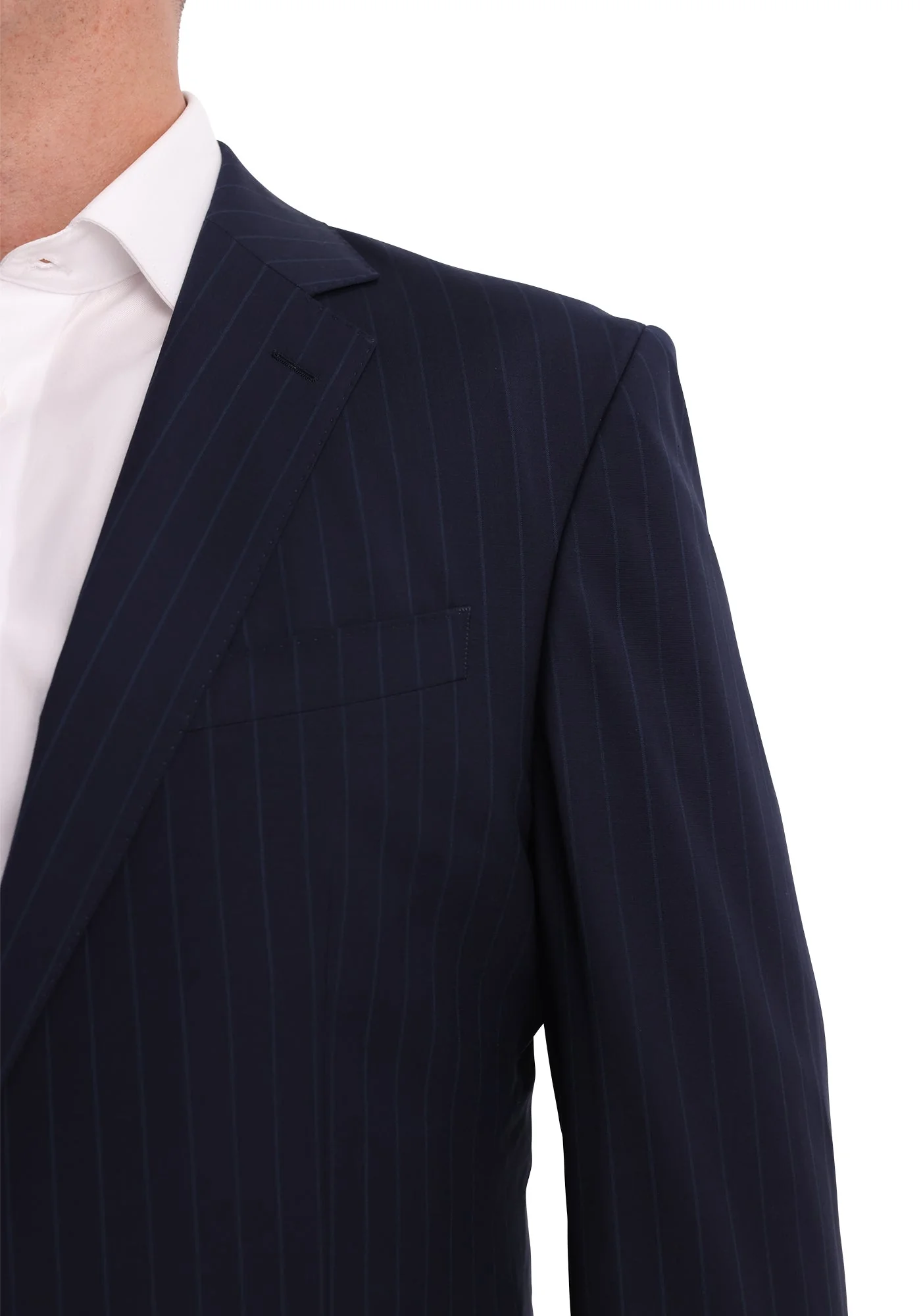 Blue-on-Blue Pinstripe Stretch Fresco Suit - Image 4