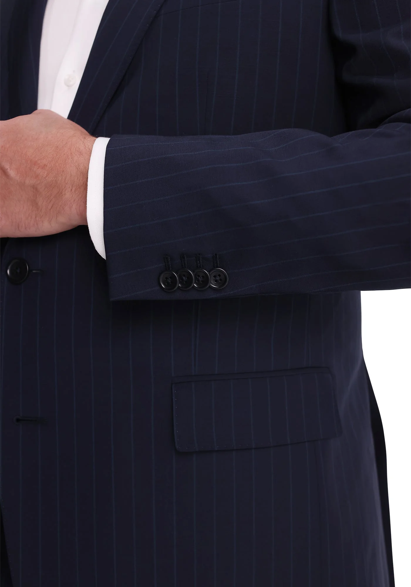 Blue-on-Blue Pinstripe Stretch Fresco Suit - Image 5