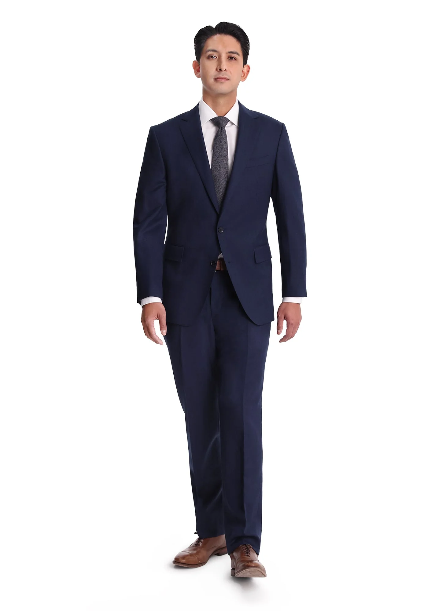 Blue Tick Weave Flannel Dress Pants - Image 4