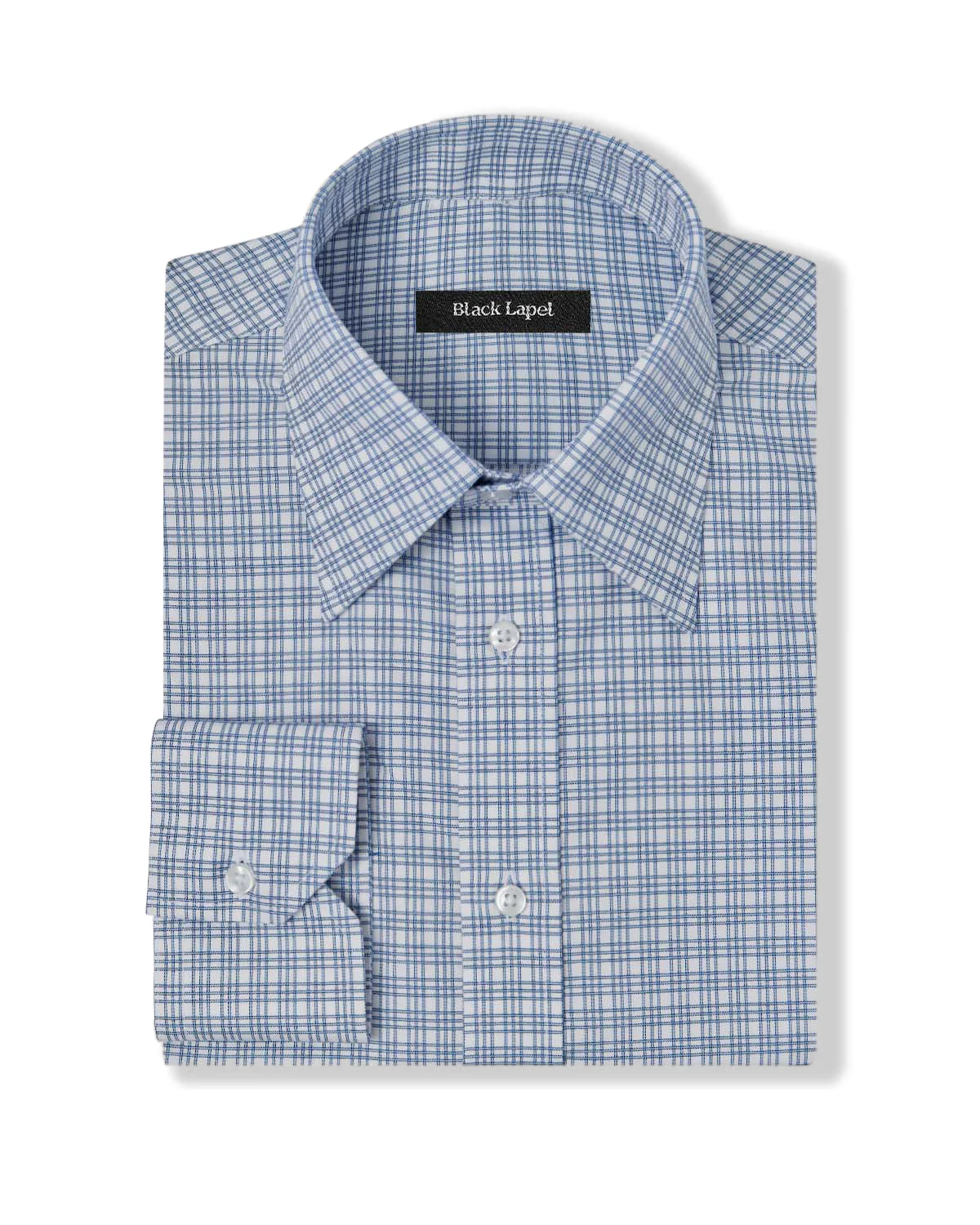 Blue Triple Windowpane Dress Shirt