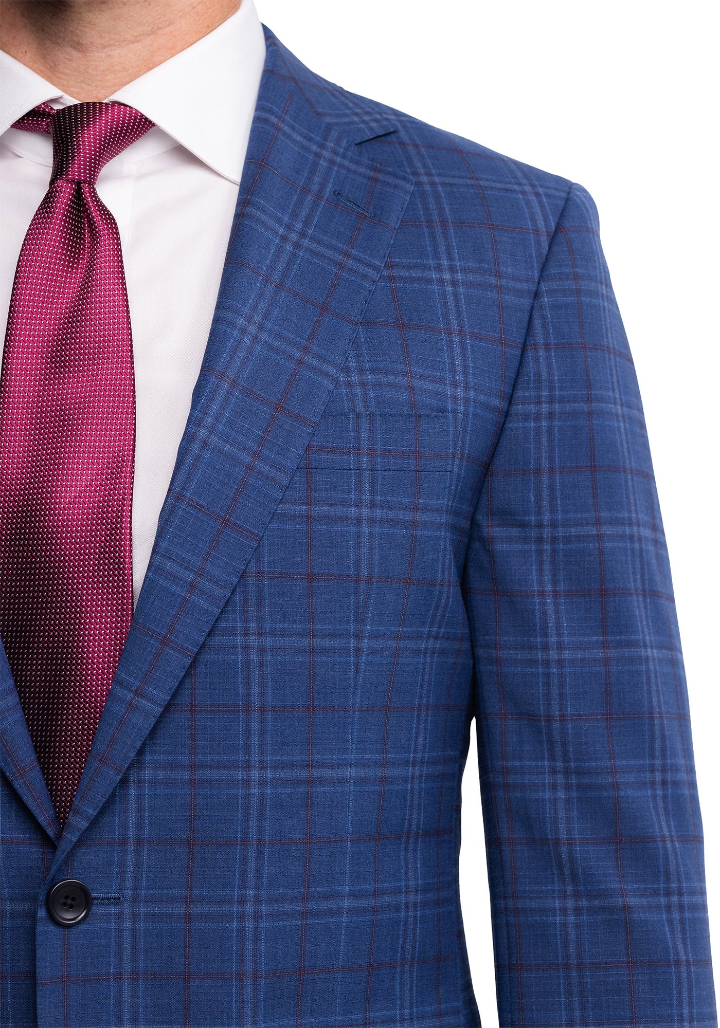 Blue Windowpane Tropical Wool Blazer - Image 3