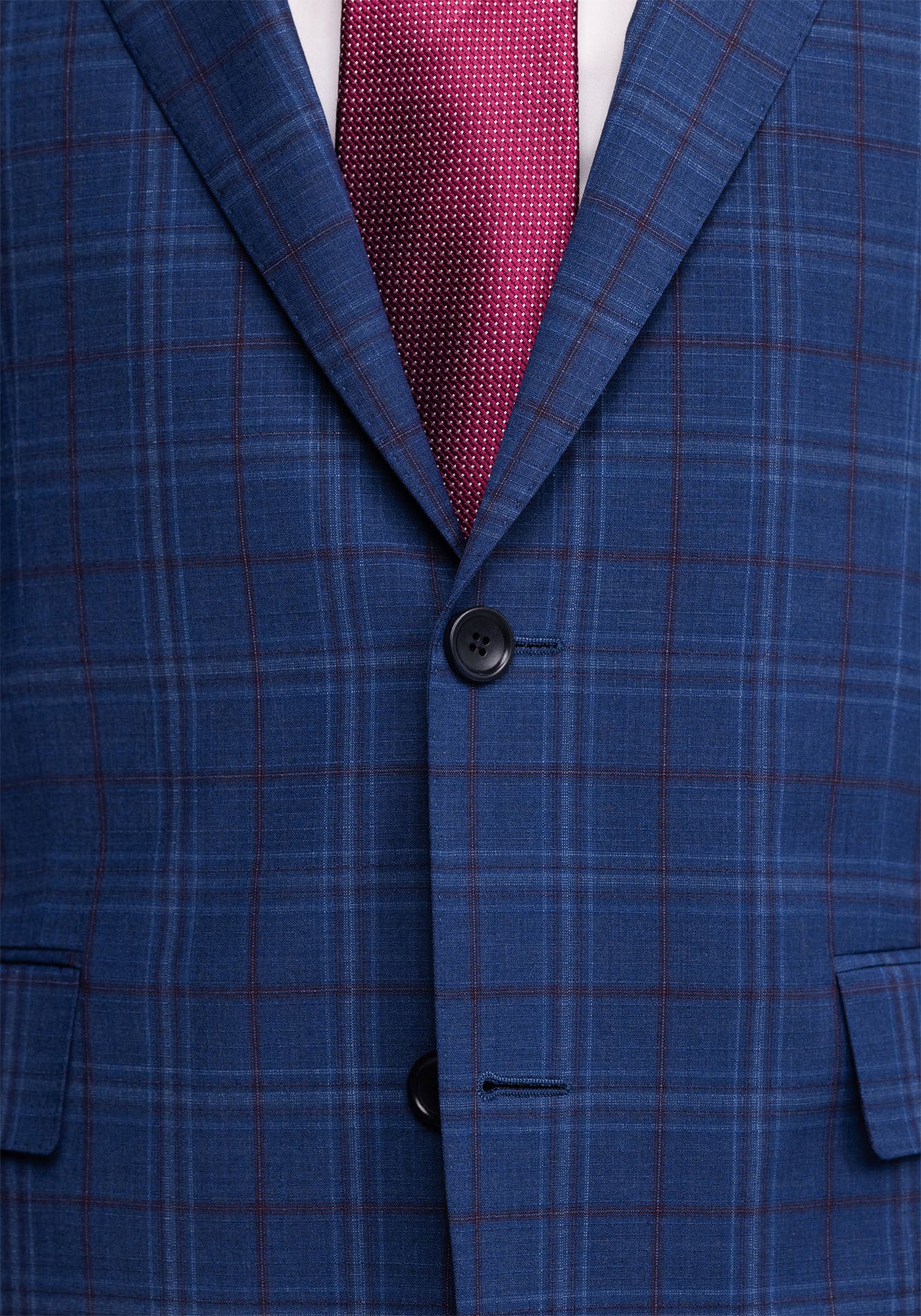 Blue Windowpane Tropical Wool Blazer - Image 4
