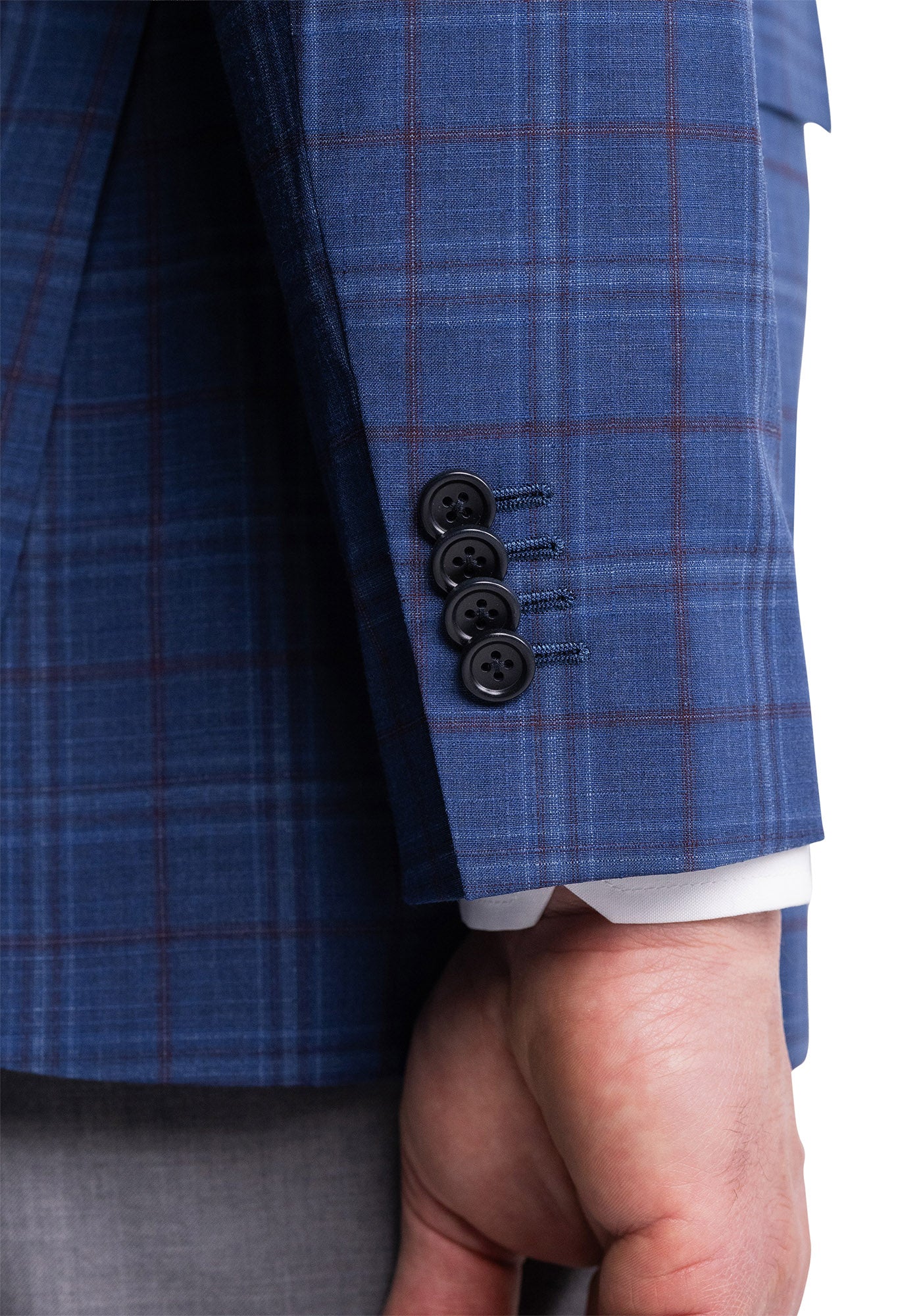 Blue Windowpane Tropical Wool Blazer - Image 5