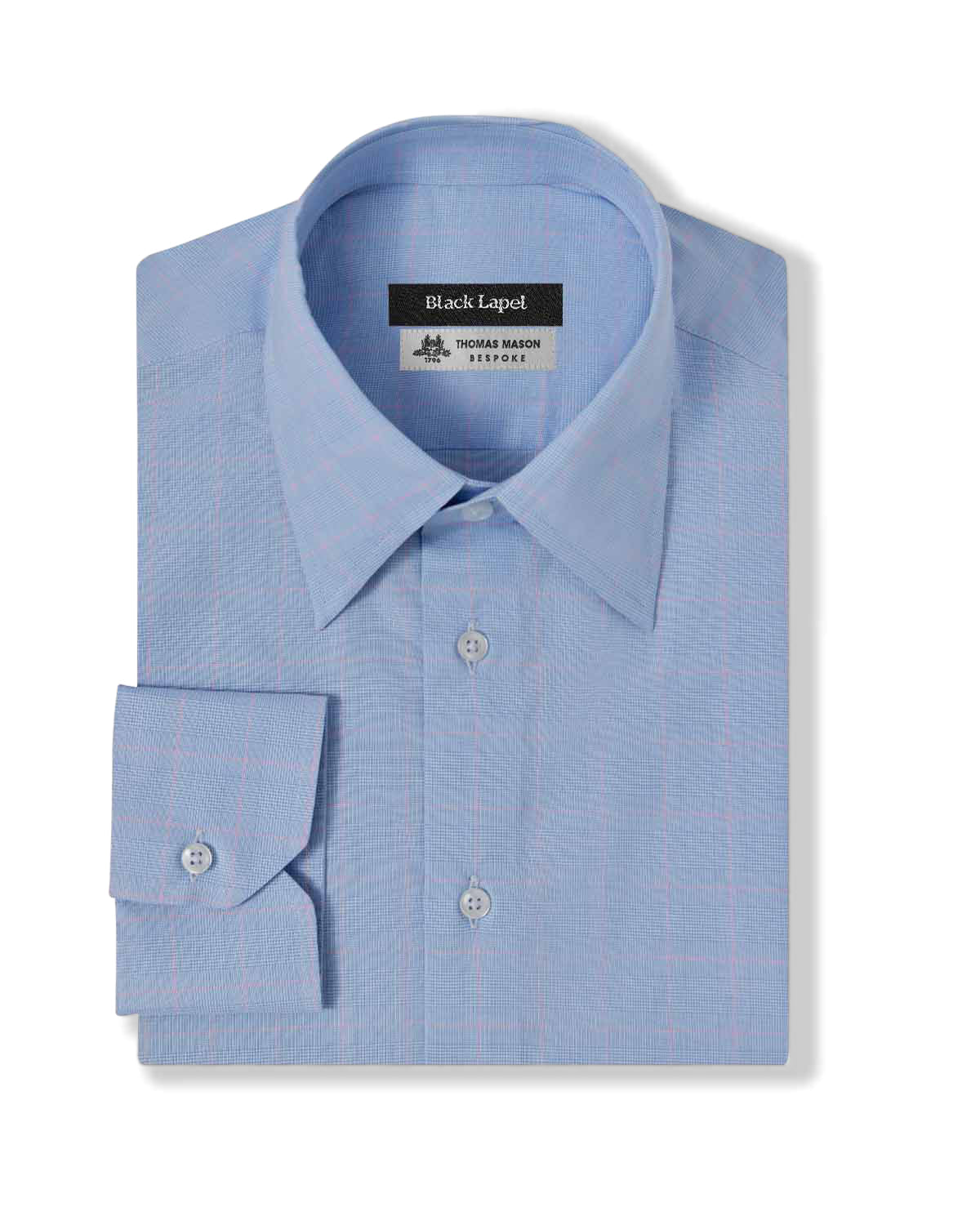 Blue with Pink Glen Plaid Dress Shirt
