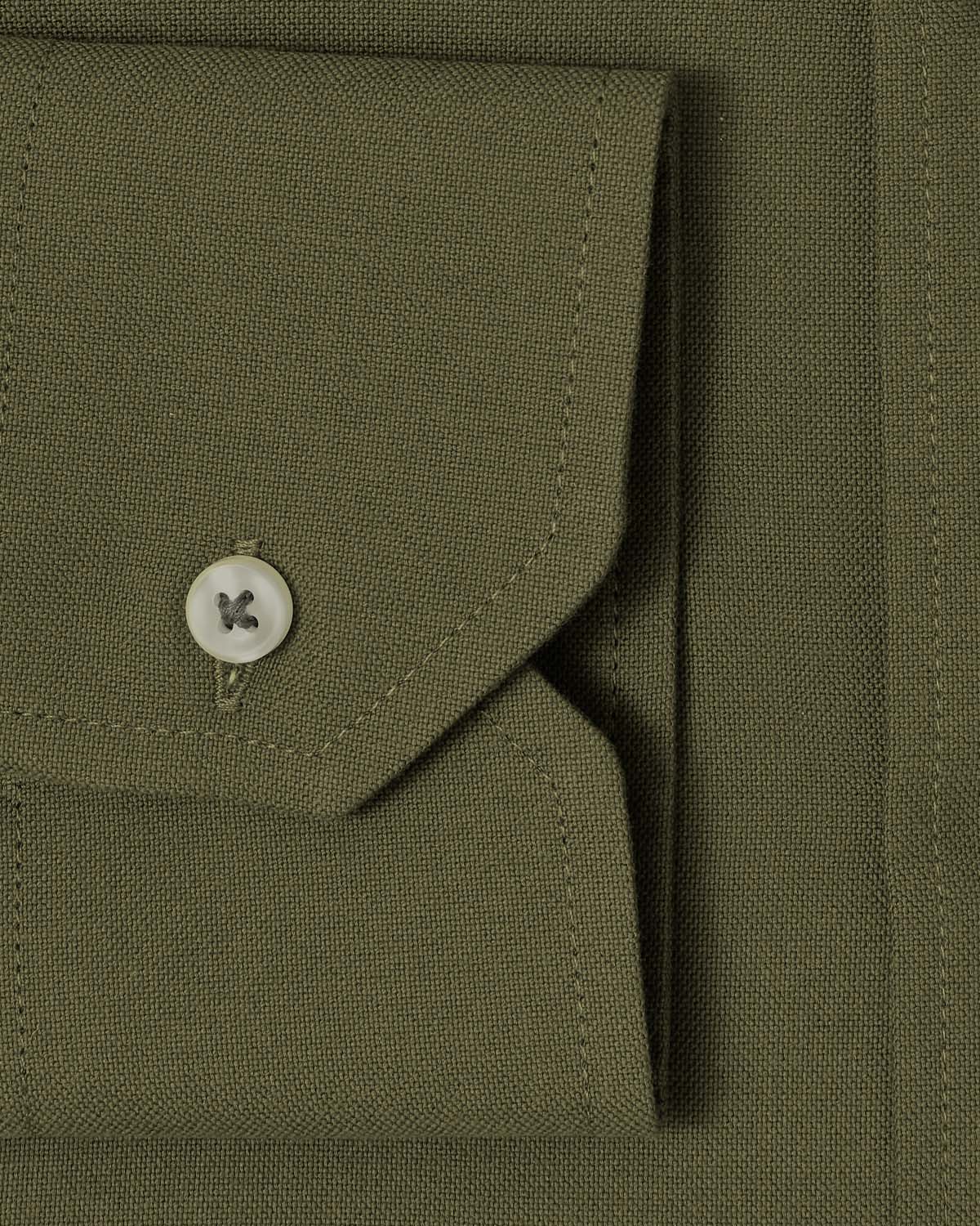 Campus Olive Green Oxford Dress Shirt - Image 3