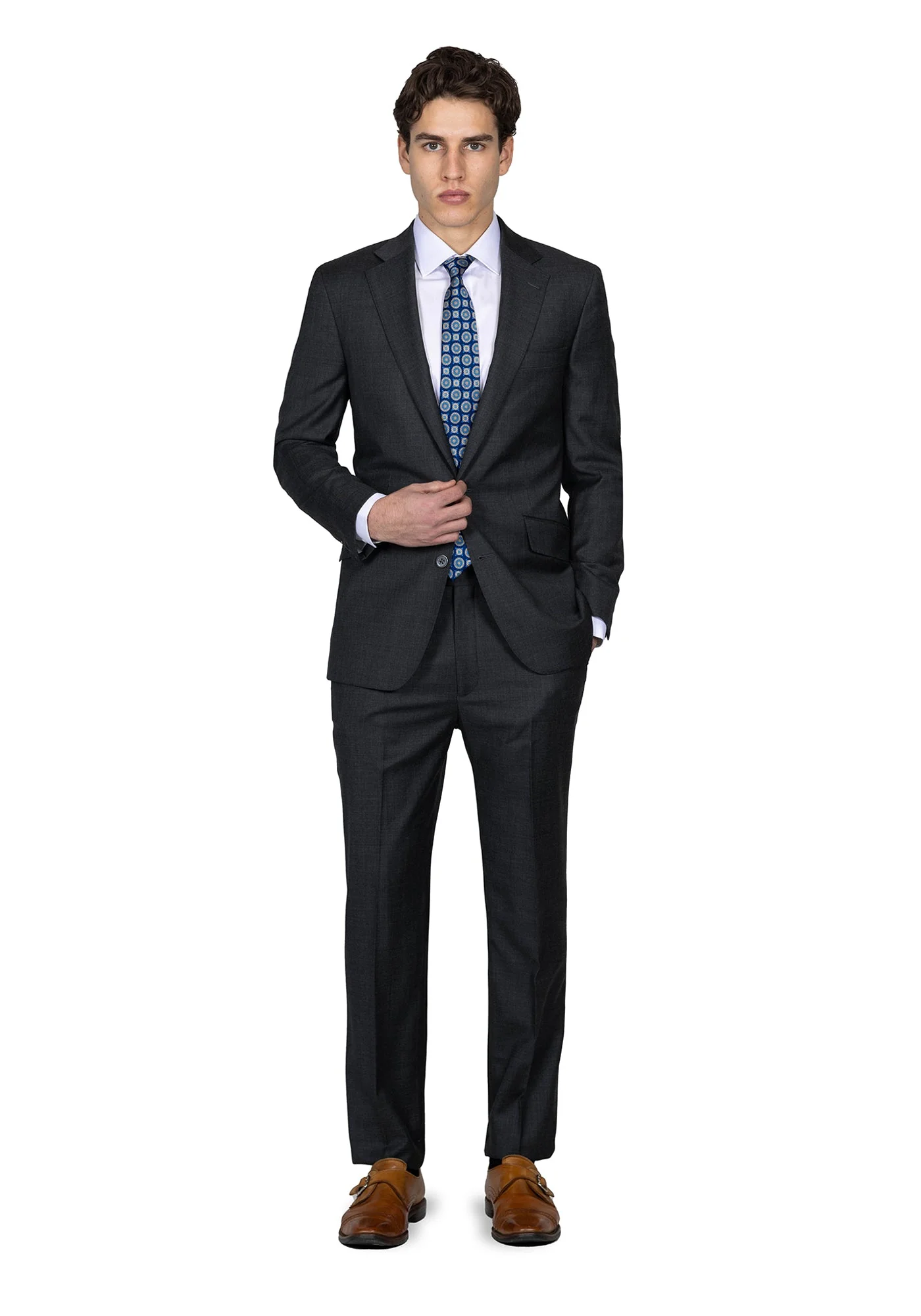 The Harkness Charcoal Grey Sharkskin Blazer - Image 2