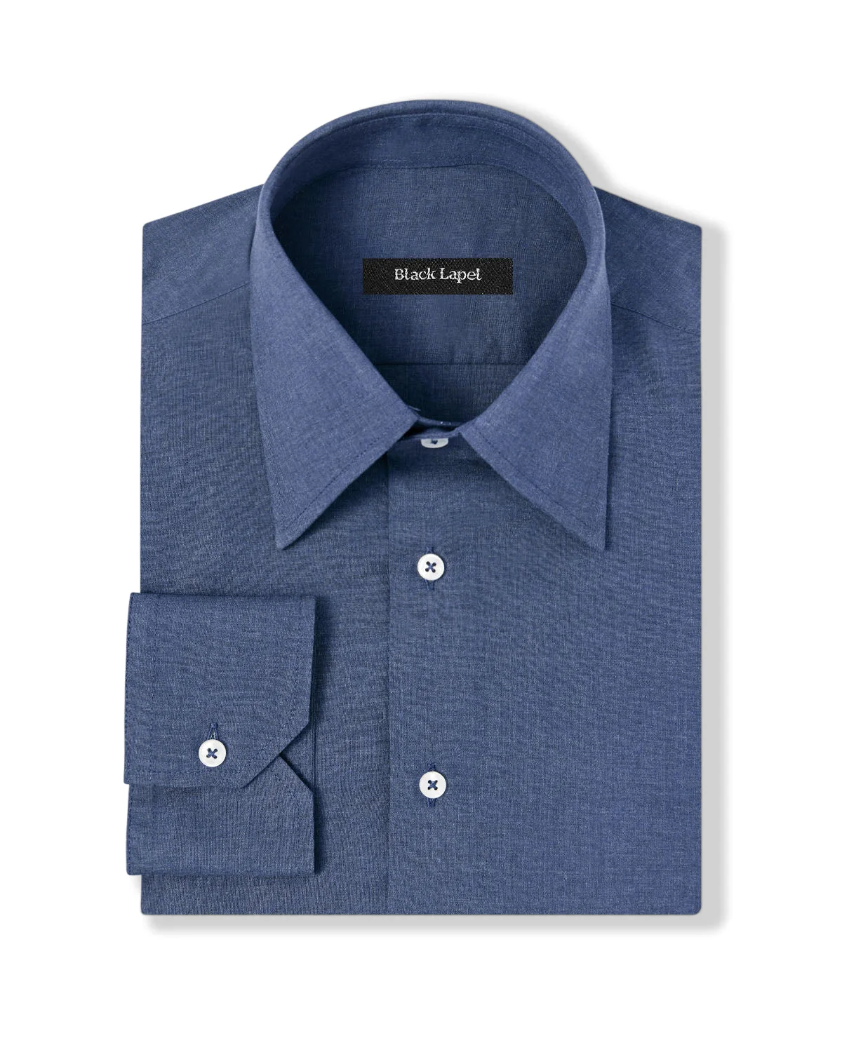 Dark Blue Melange Poplin Dress Shirt