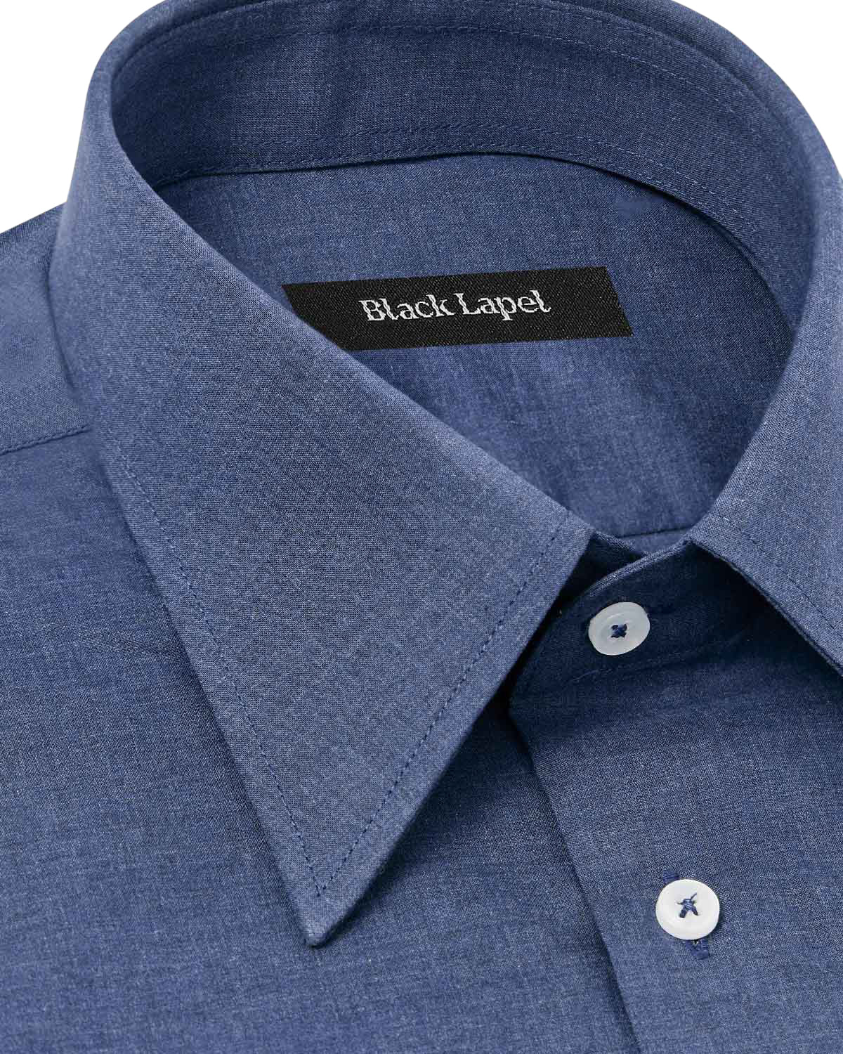 Dark Blue Melange Poplin Dress Shirt - Image 2