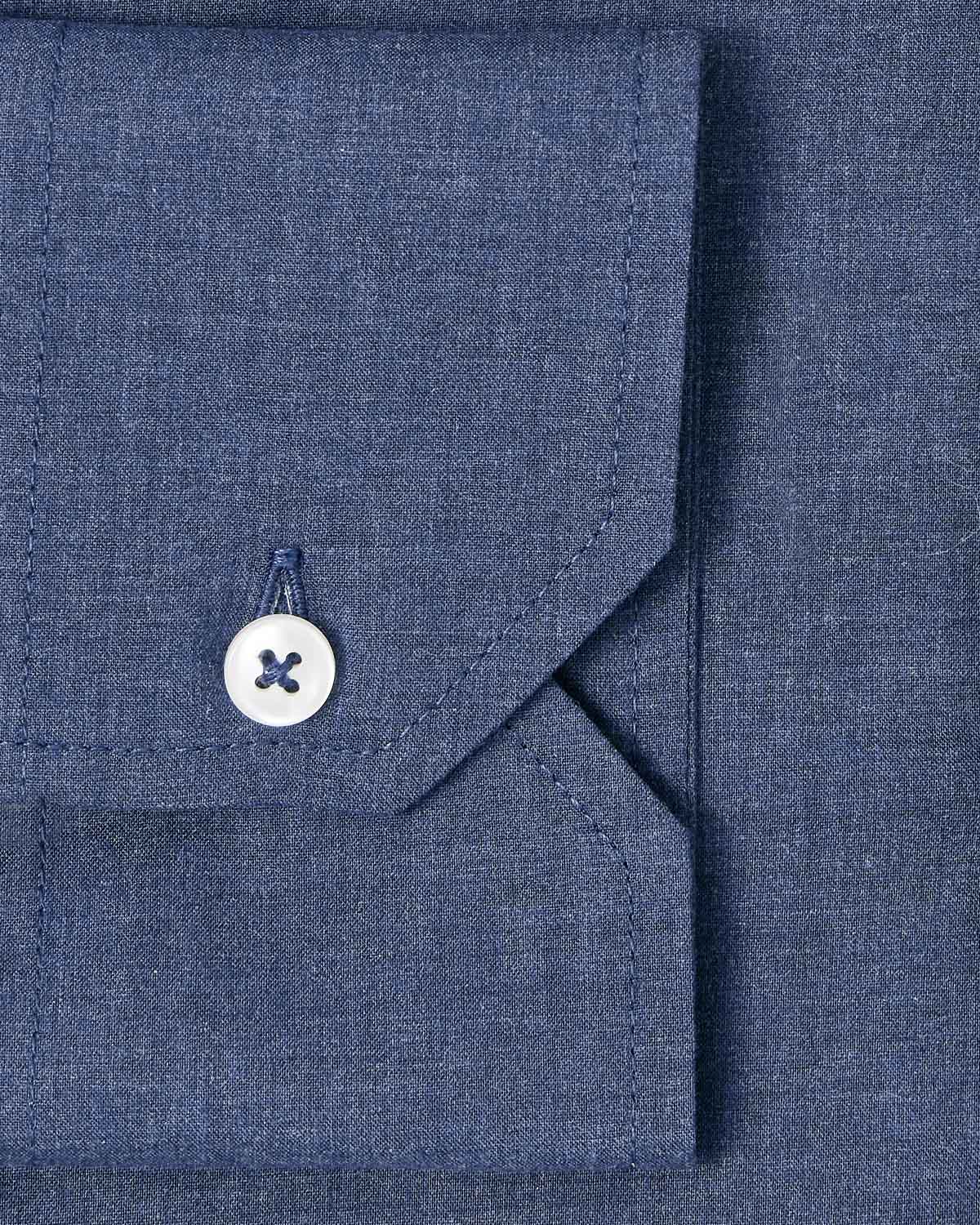 Dark Blue Melange Poplin Dress Shirt - Image 3