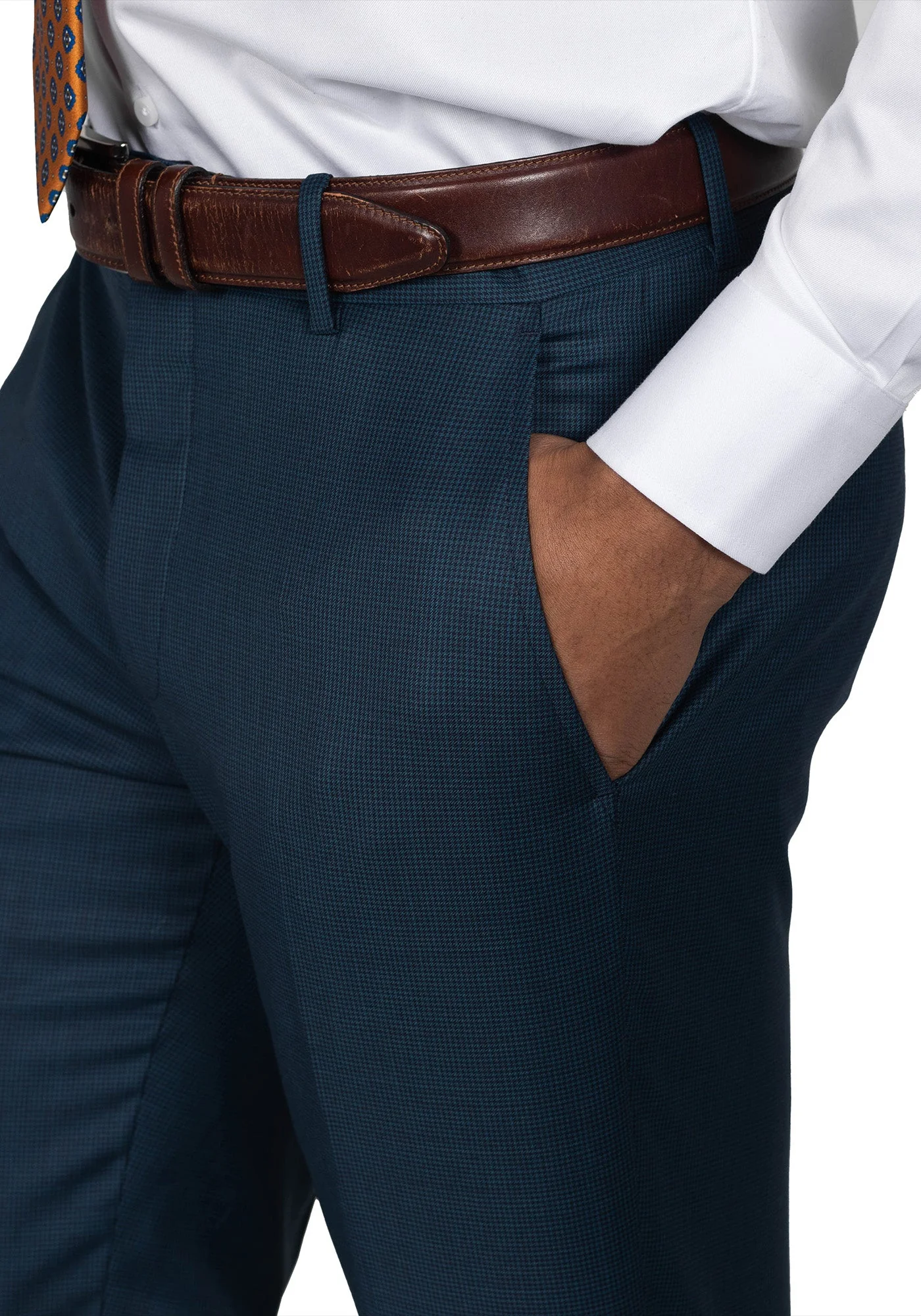 Dark Teal Houndstooth Dress Pants - Image 2