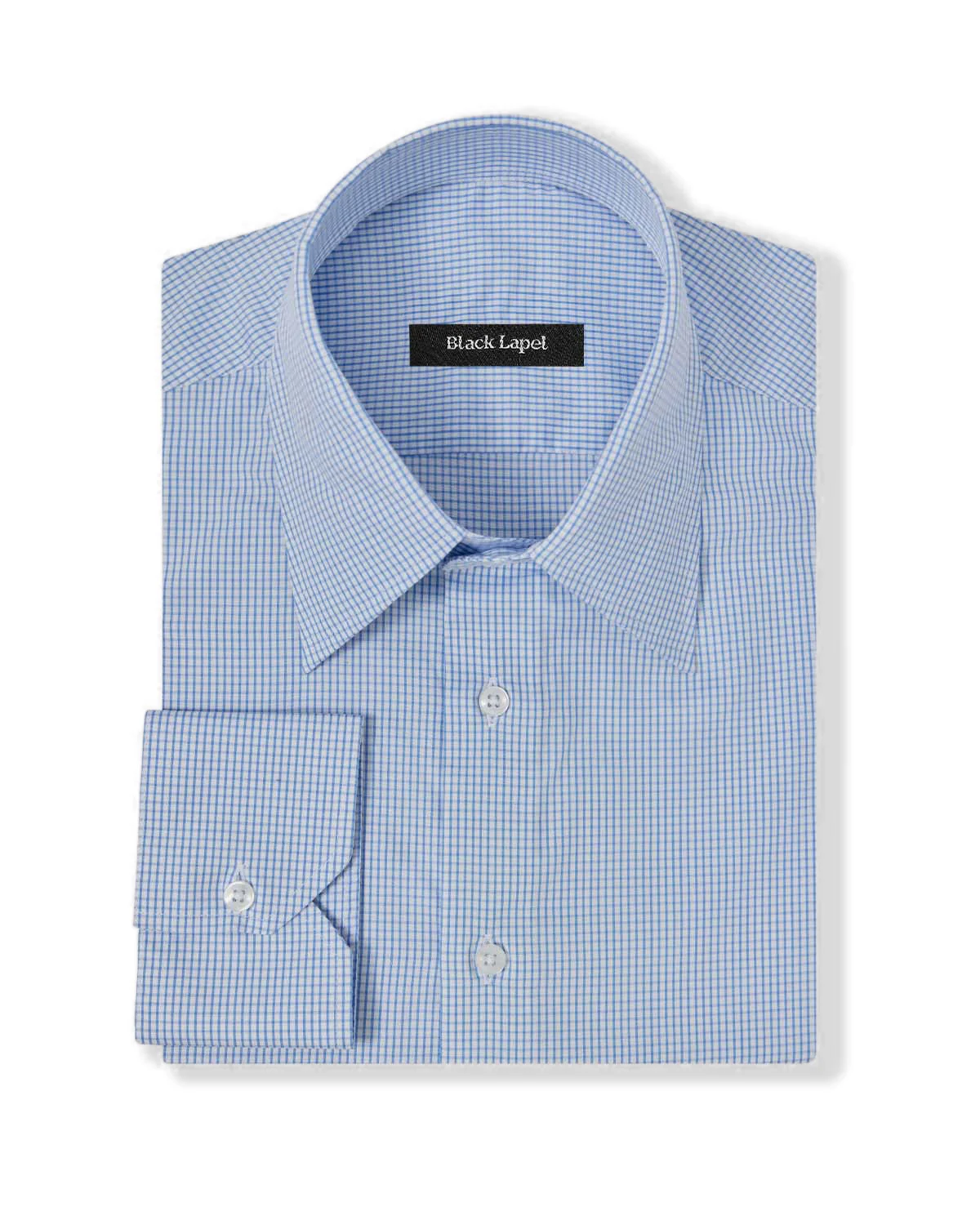 Easy-Care Blue Graph Check Dress Shirt