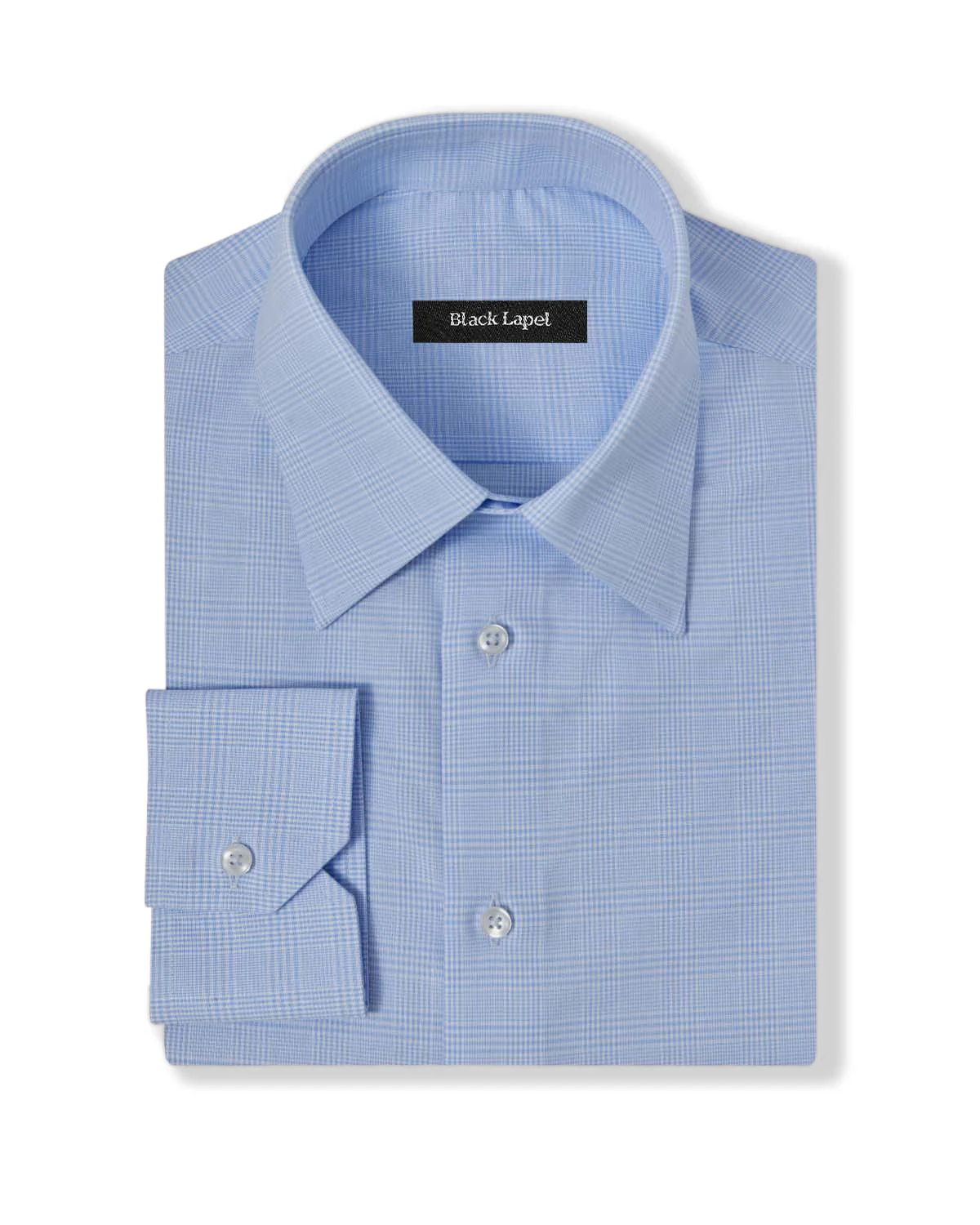 Easy-Care Blue Prince of Wales Check Dress Shirt