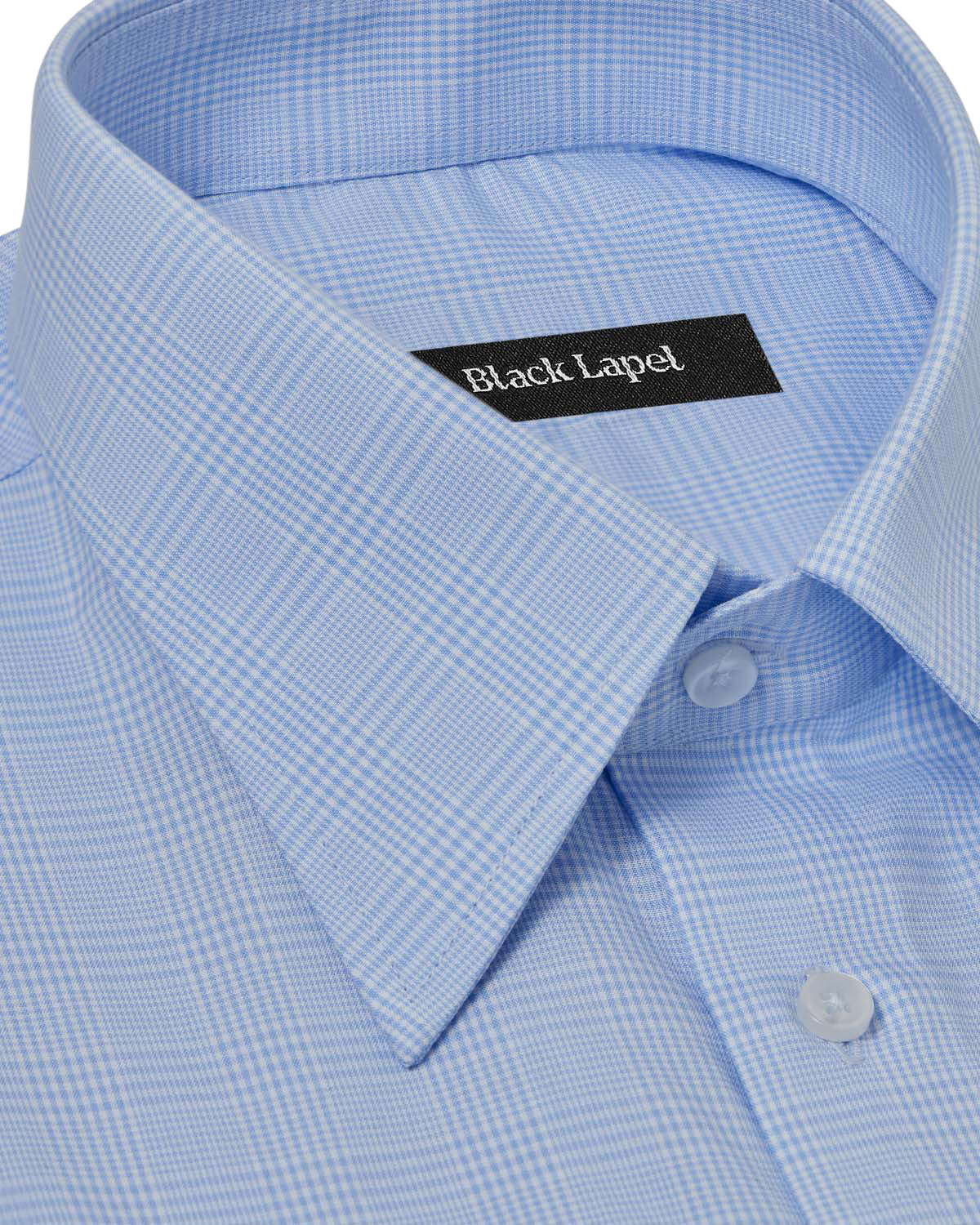 Easy-Care Blue Prince of Wales Check Dress Shirt - Image 2