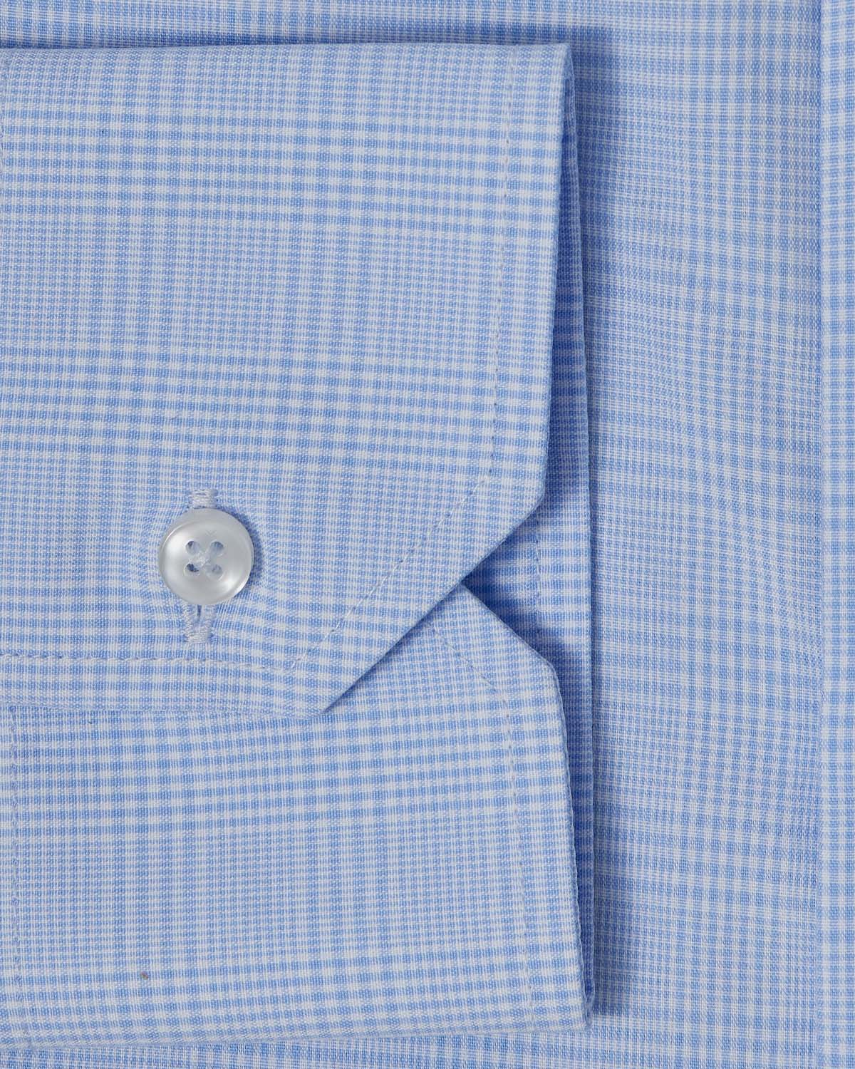 Easy-Care Blue Prince of Wales Check Dress Shirt - Image 3