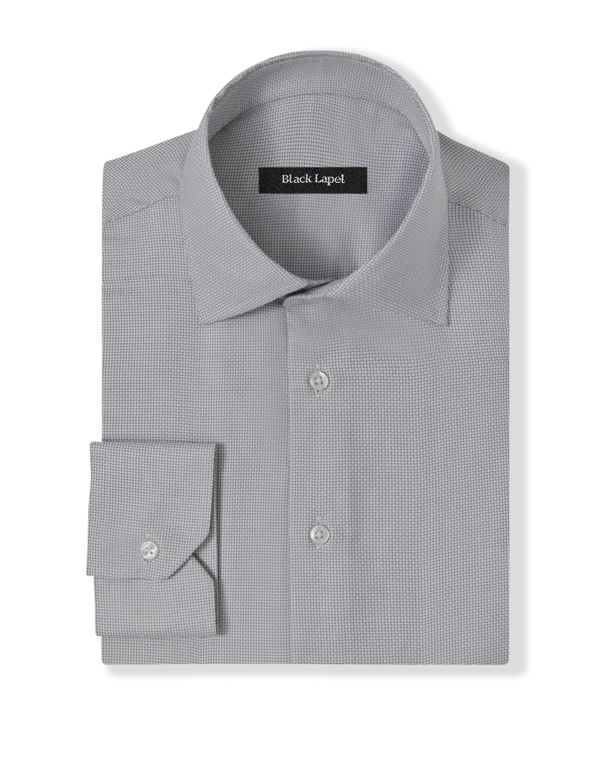 Easy-Care Grey Plain Weave Dress Shirt