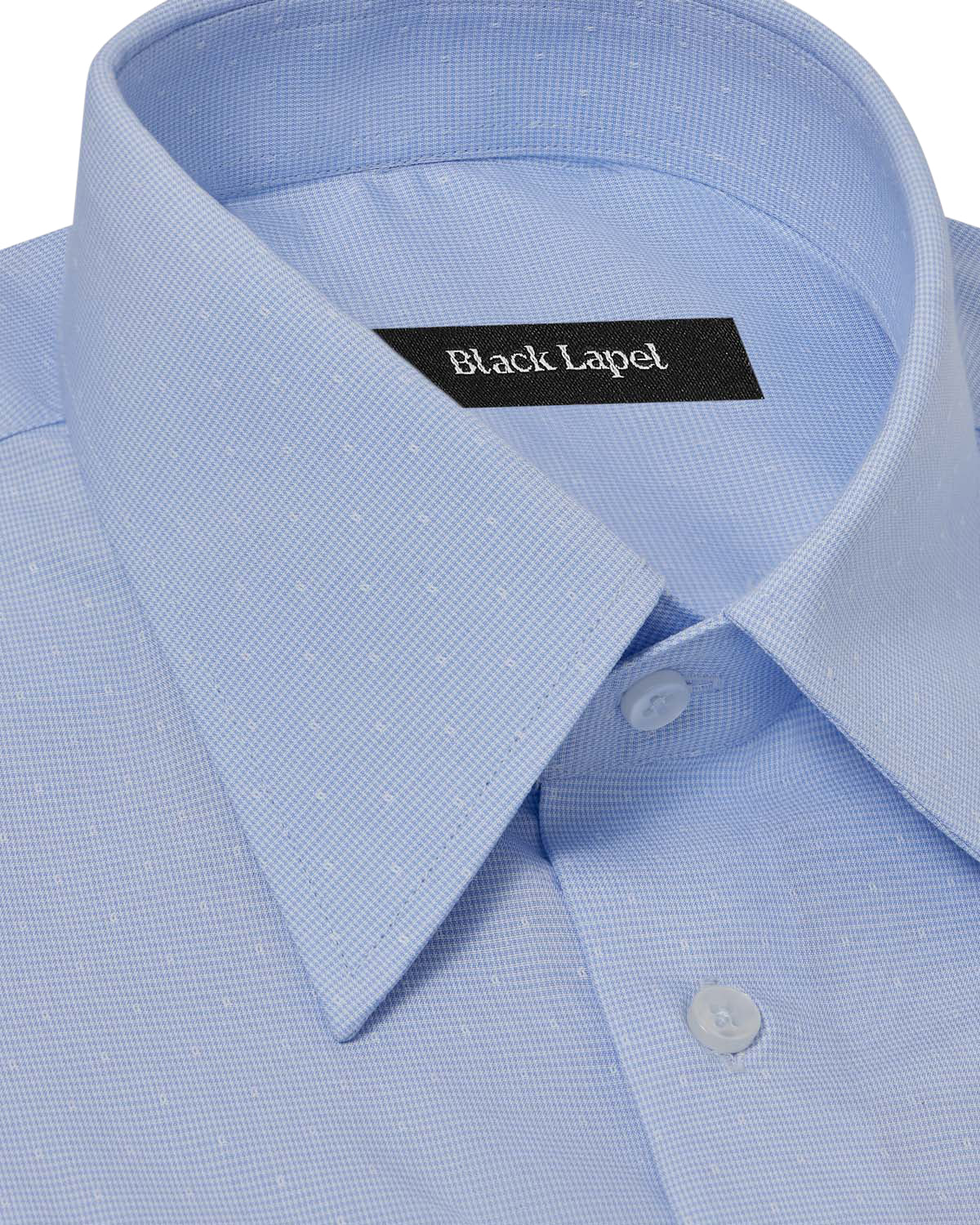 Easy-Care Light Blue Dot Weave Dress Shirt - Image 2
