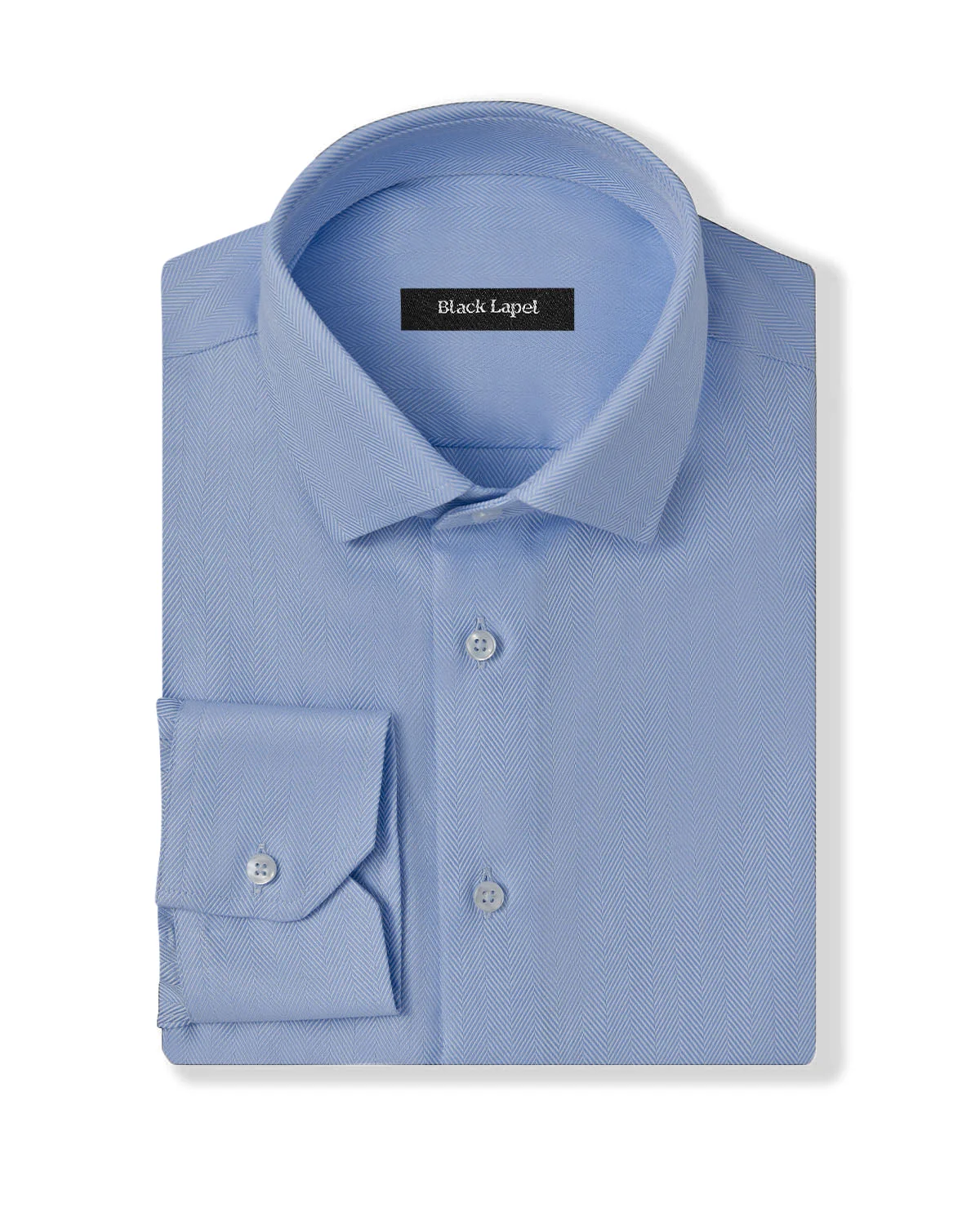 Easy-Care Light Blue Herringbone Dress Shirt
