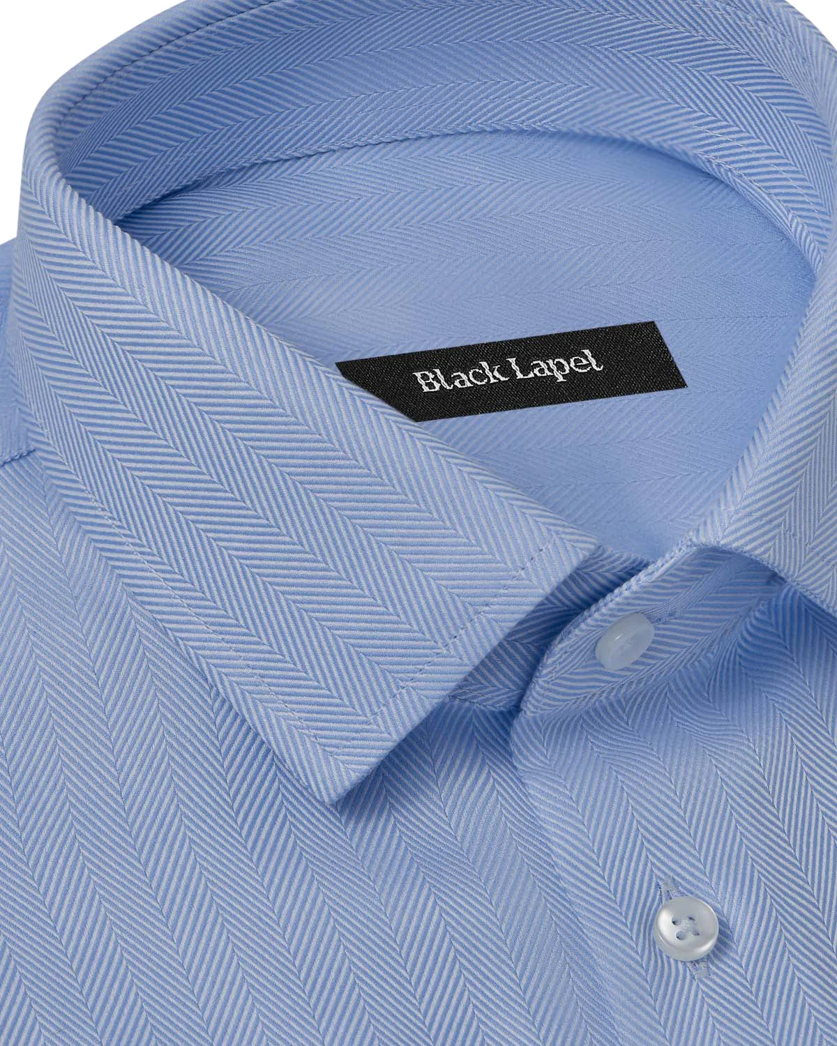 Easy-Care Light Blue Herringbone Dress Shirt - Image 2