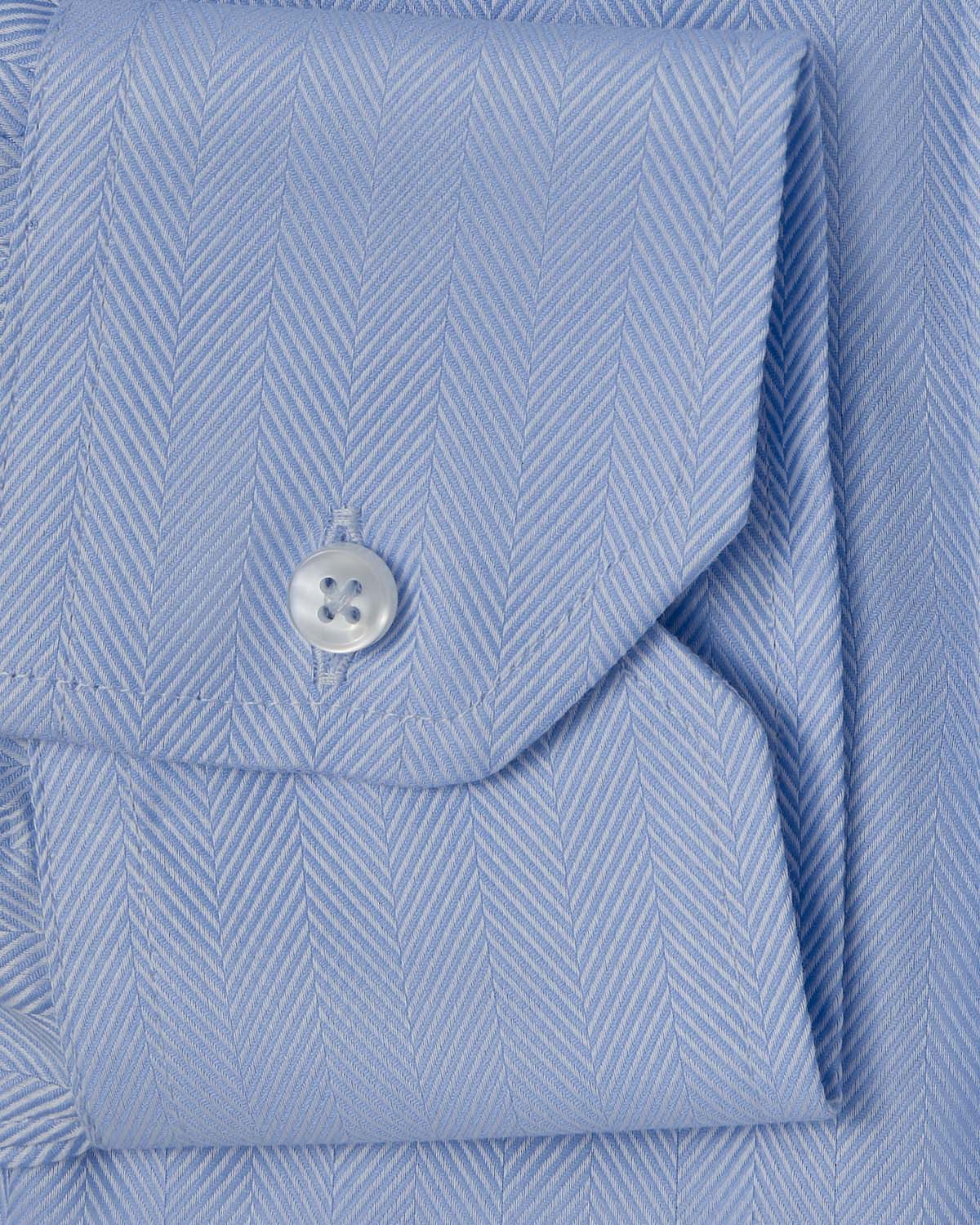 Easy-Care Light Blue Herringbone Dress Shirt - Image 3