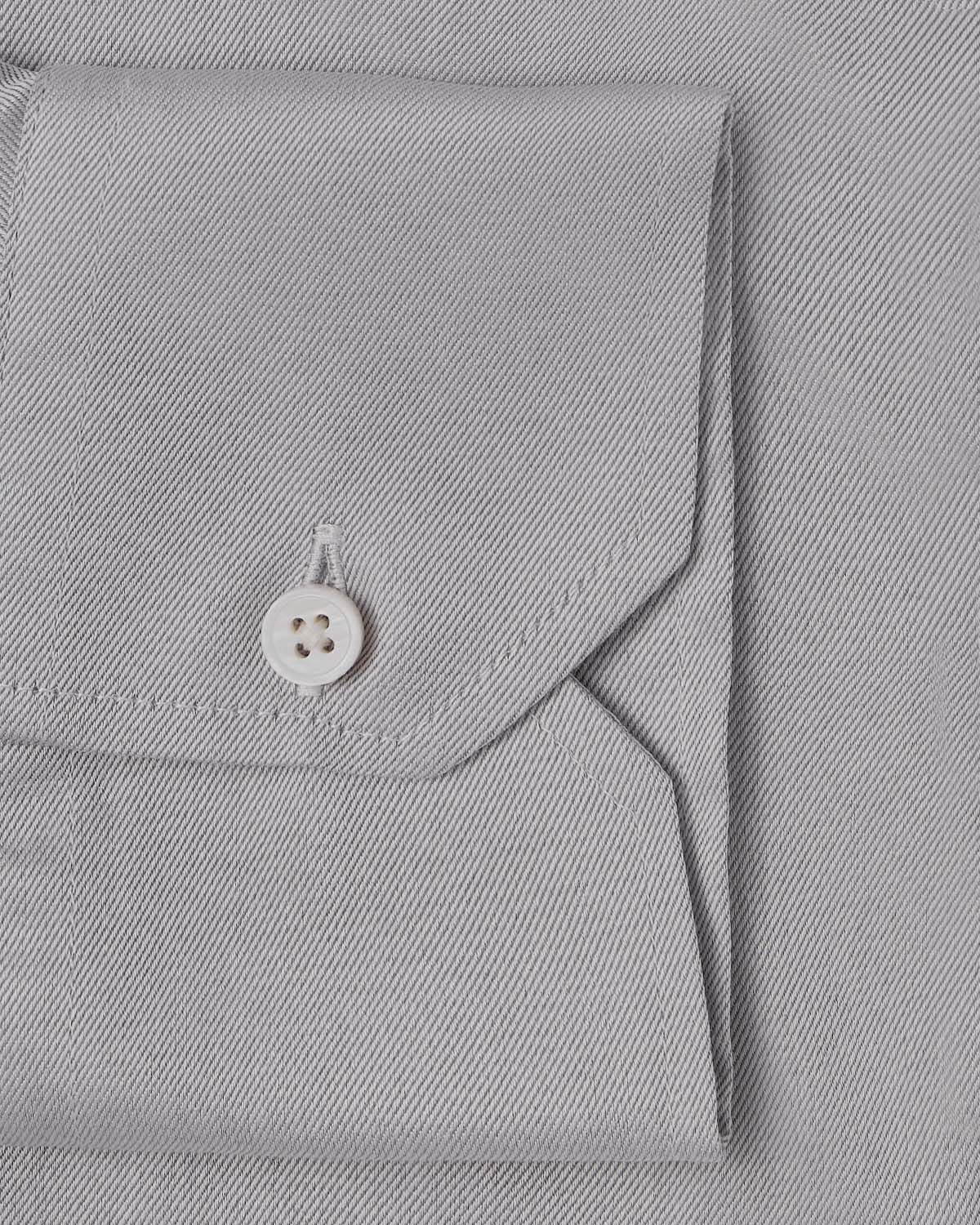 Easy-Care Light Grey Fine Twill Dress Shirt - Image 3