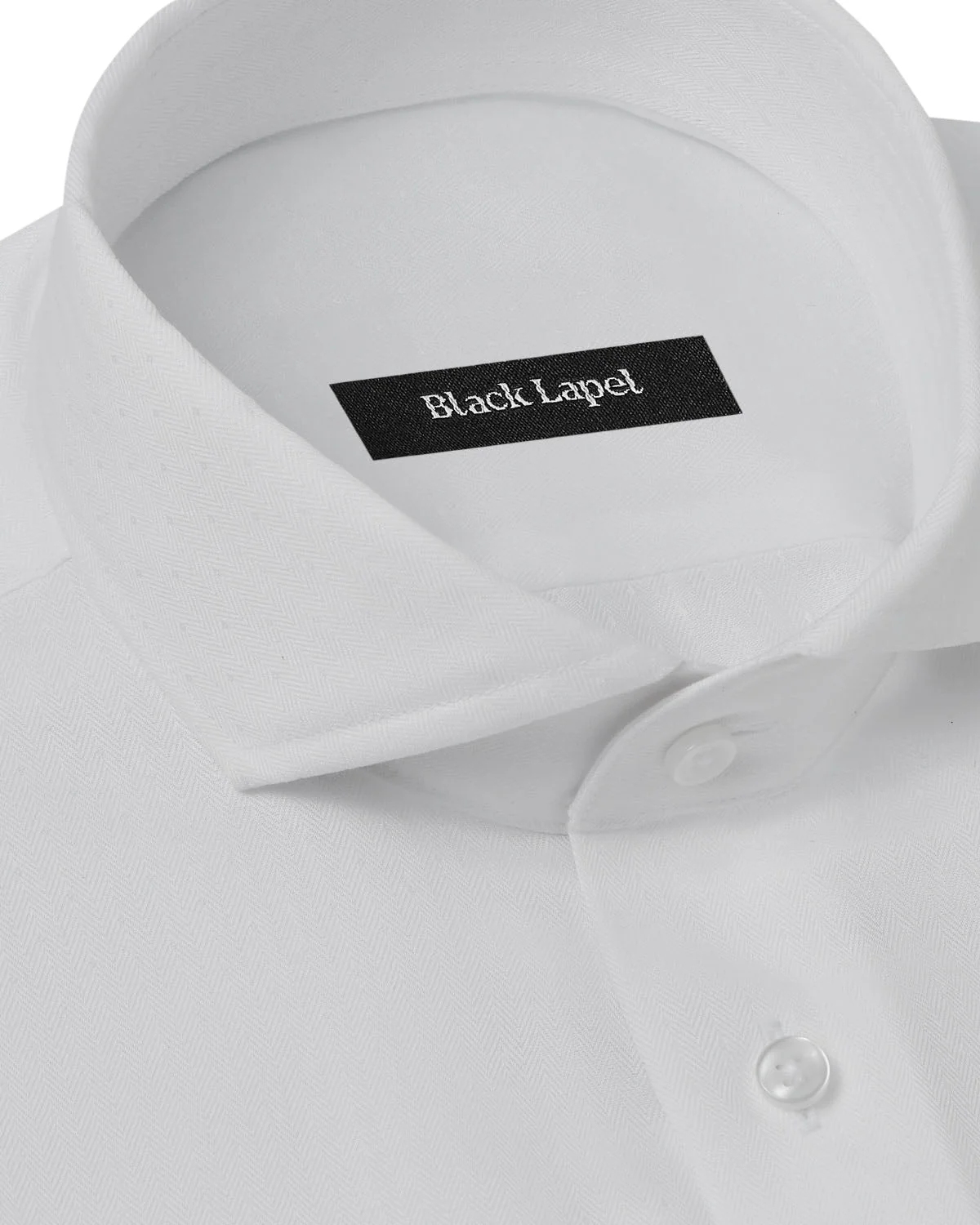 Easy-Care White Herringbone Dot Dress Shirt - Image 2