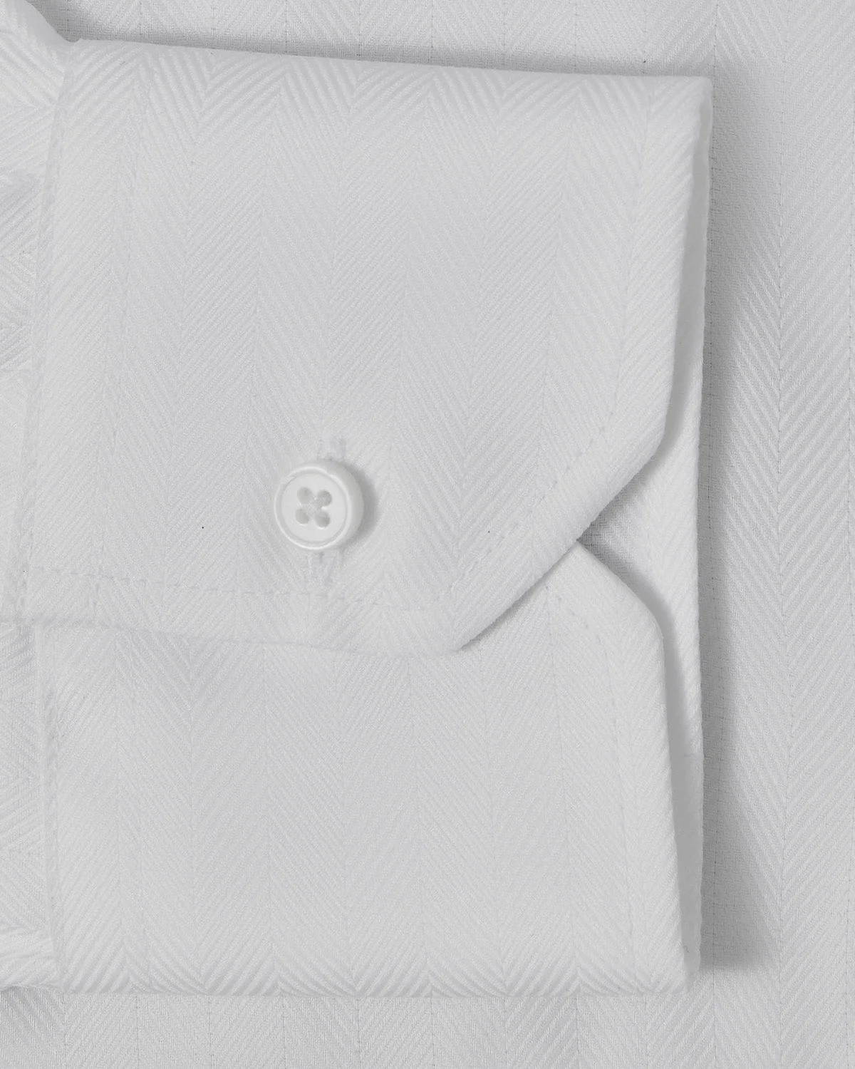 Easy-Care White Herringbone Dress Shirt - Image 3