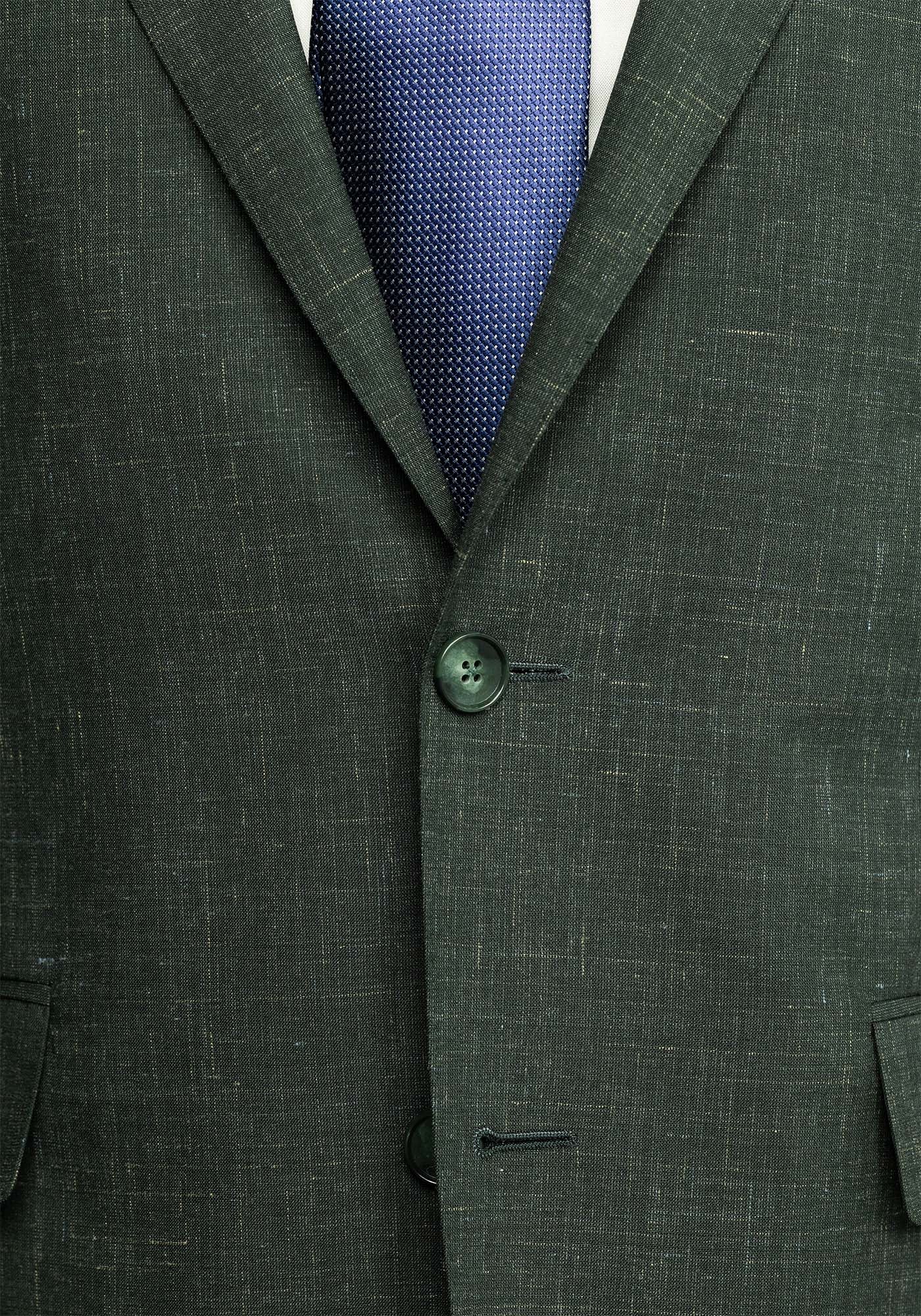 Forest Green Wool Silk Linen Blend Suit - Image 3