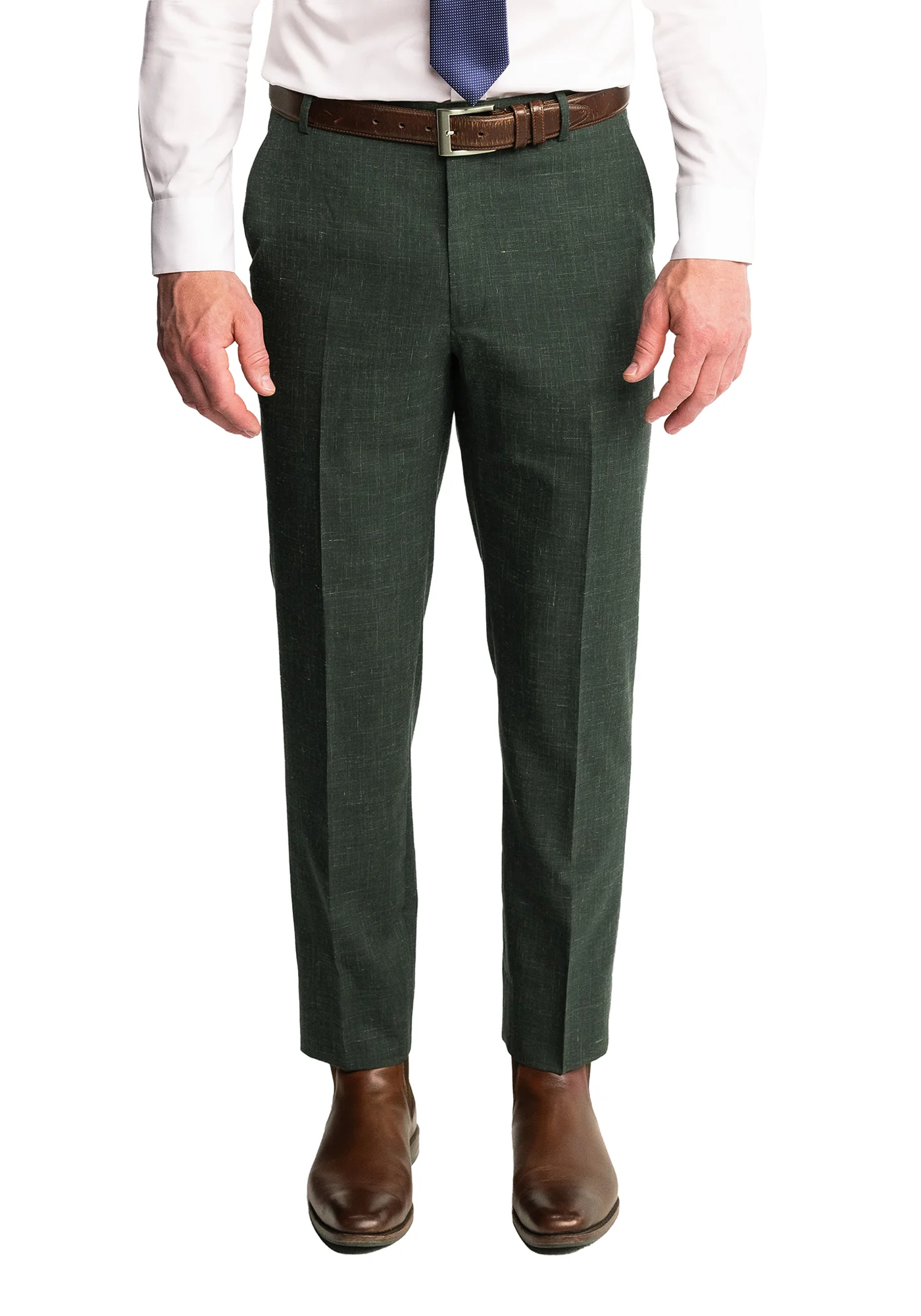 Forest Green Wool Silk Linen Blend Suit - Image 6