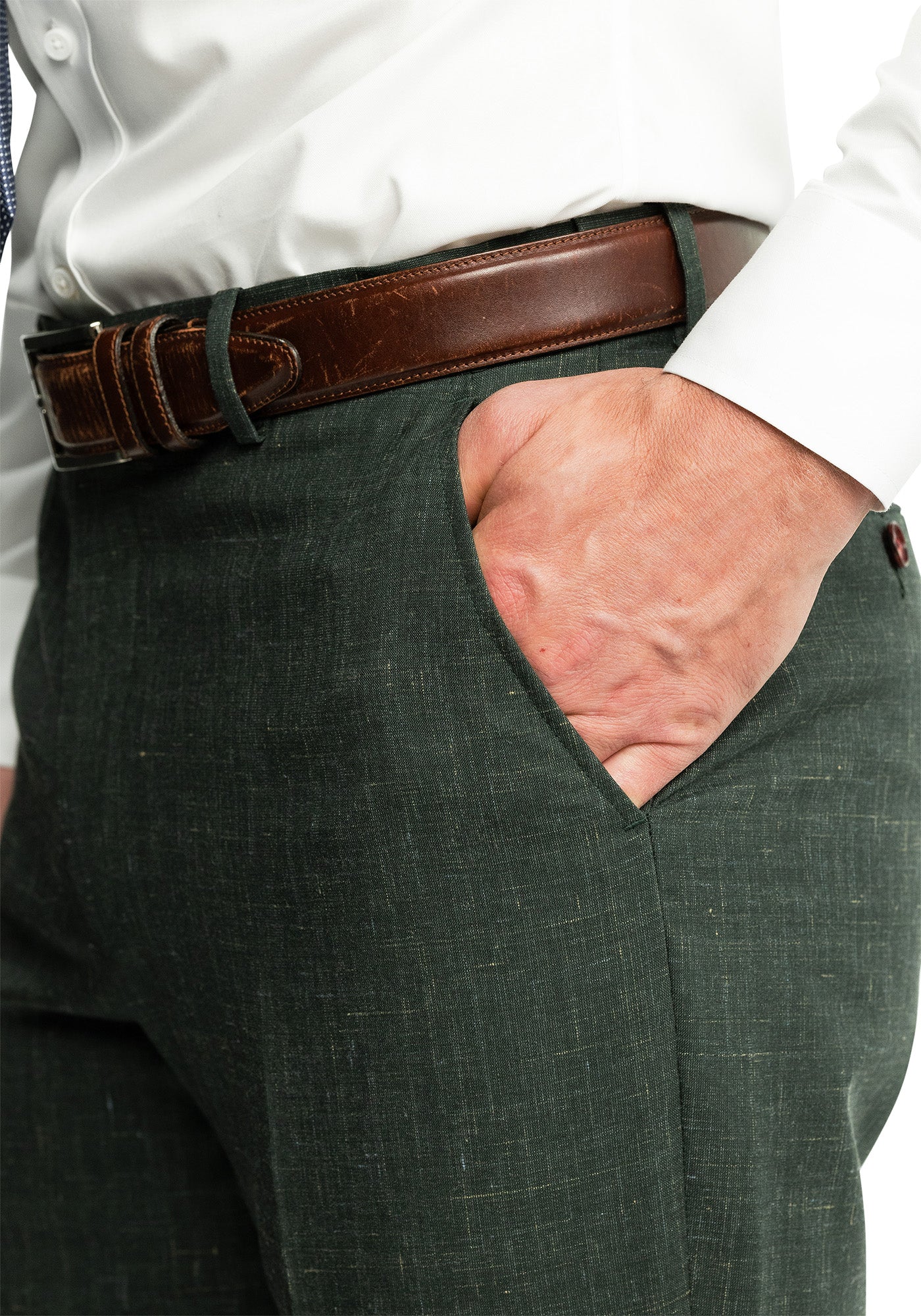Forest Green Wool Silk Linen Blend Suit - Image 7
