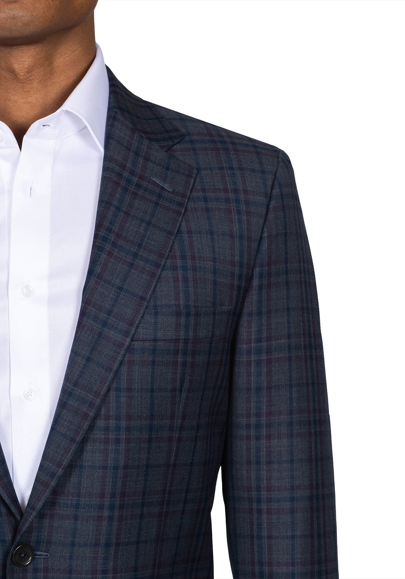 Grey And Maroon Plaid Blazer - Image 3