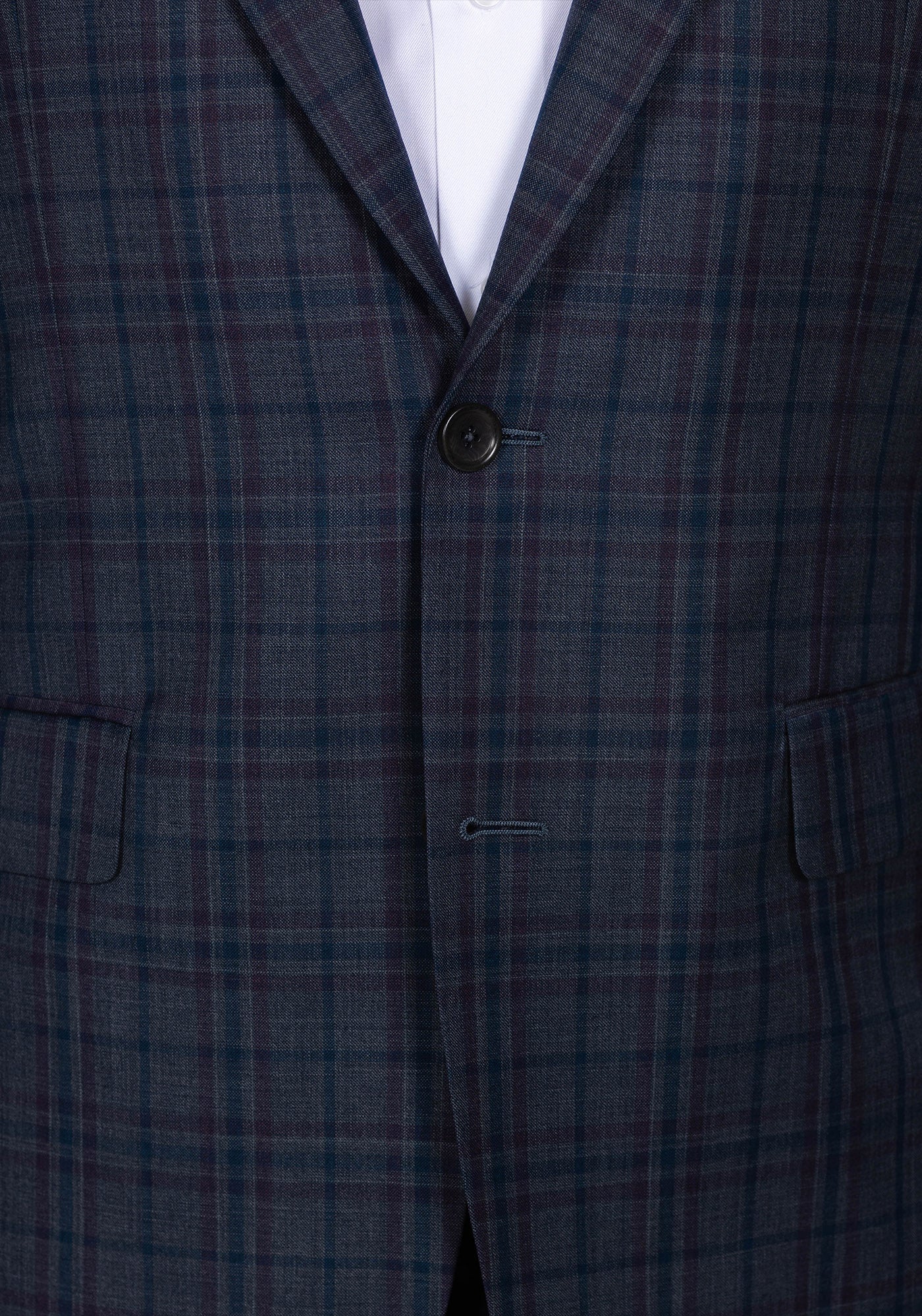 Grey And Maroon Plaid Blazer - Image 4