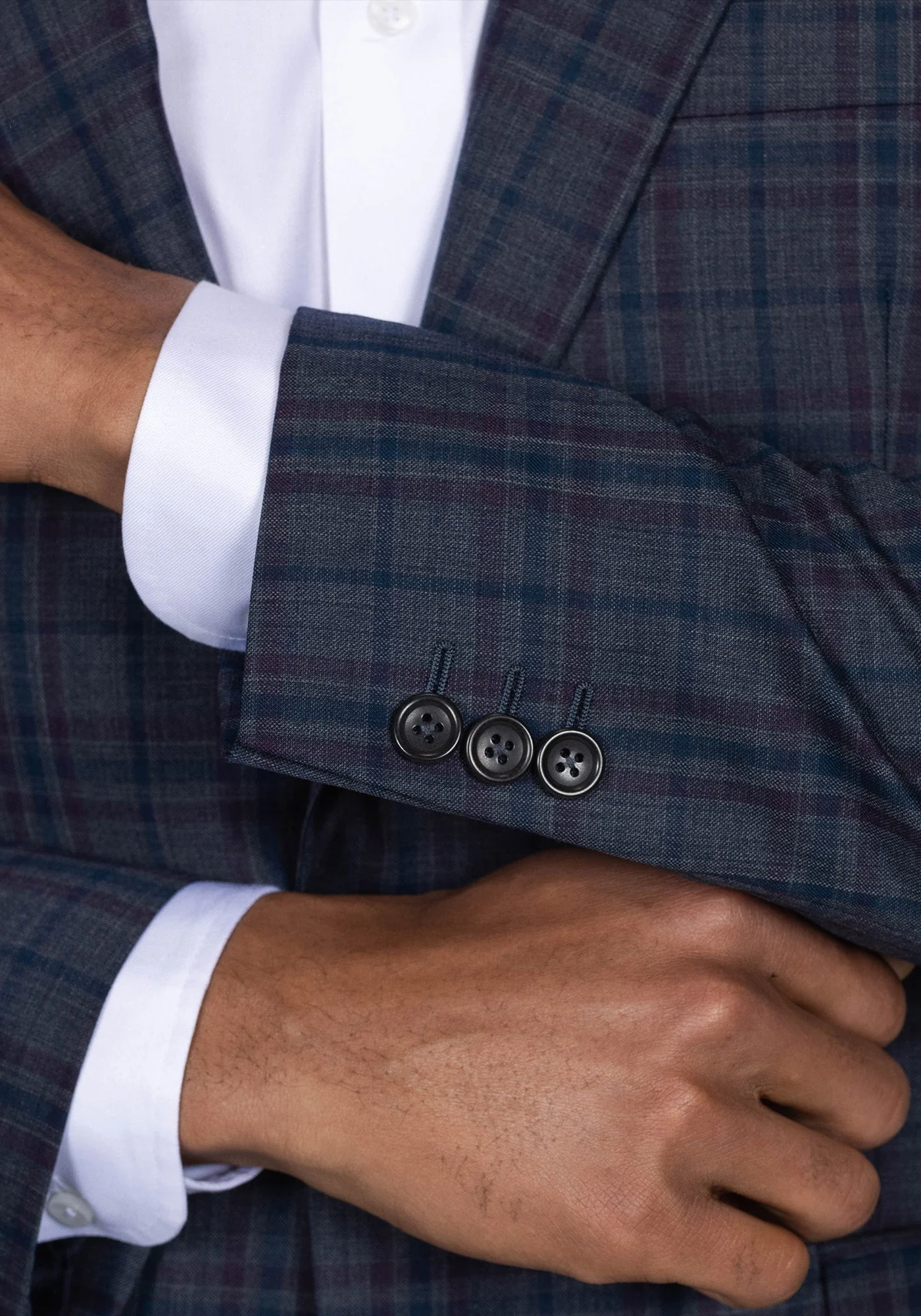 Grey And Maroon Plaid Blazer - Image 5