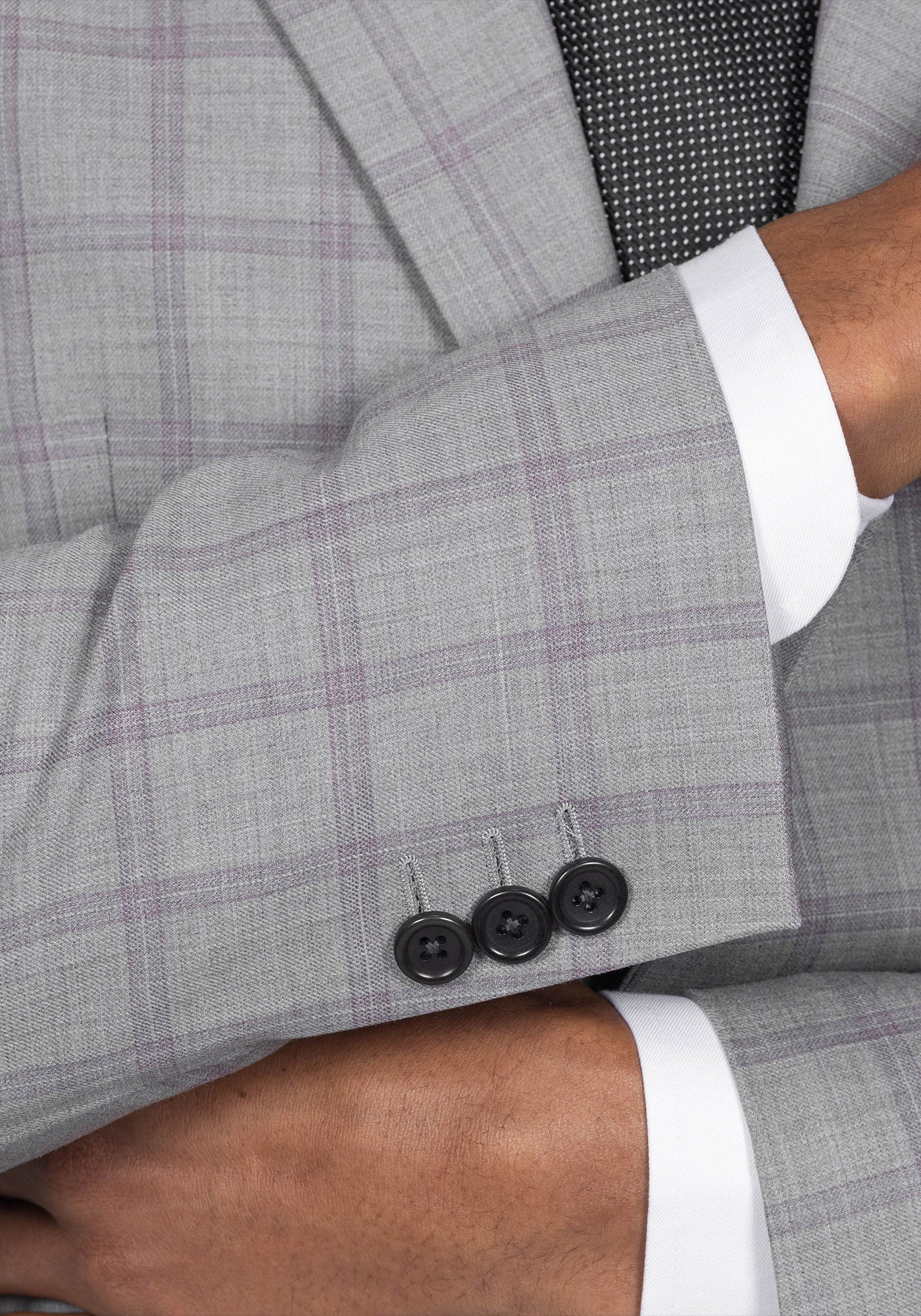 Grey And Purple Windowpane Blazer - Image 4