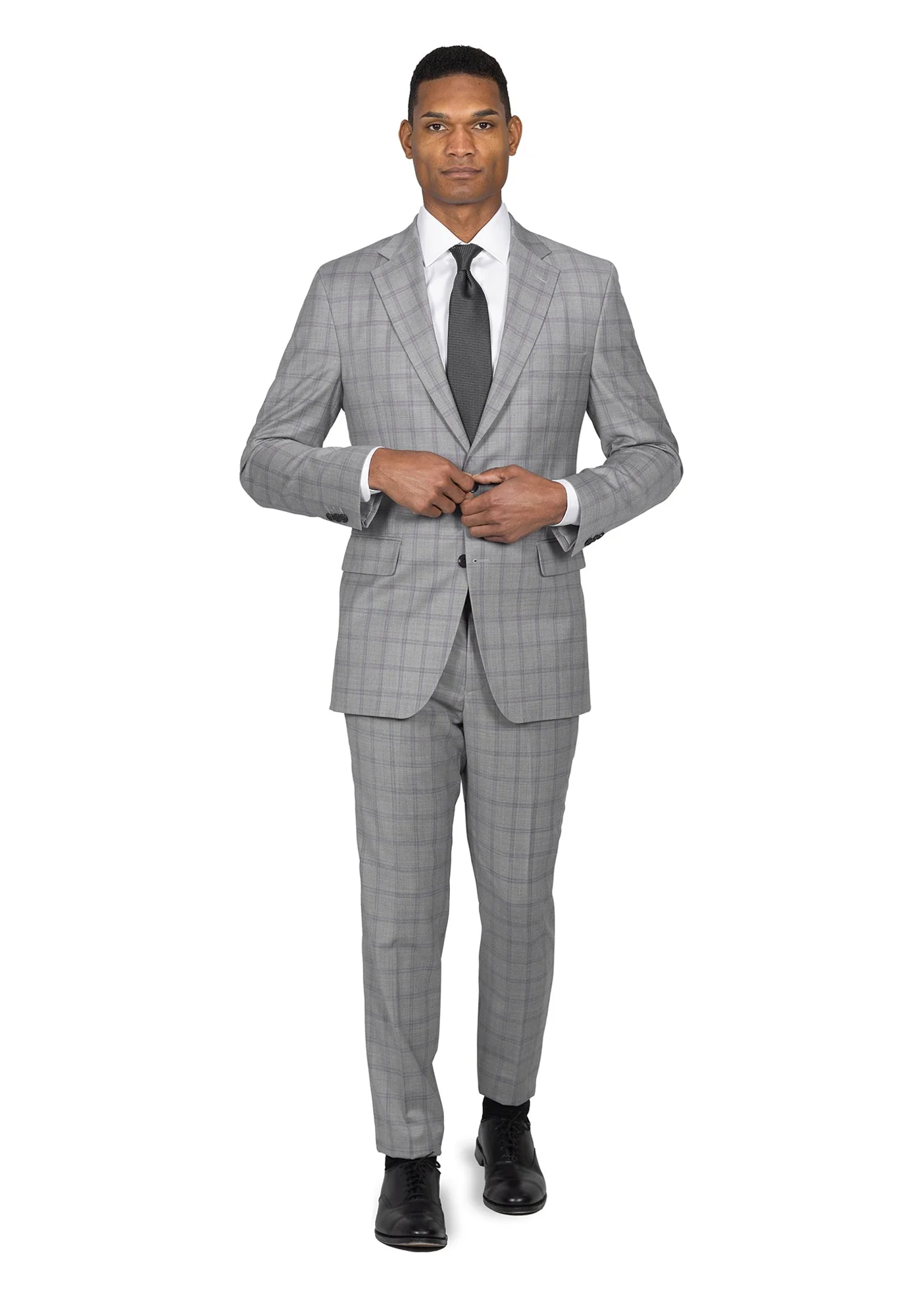 Grey and Purple Windowpane Suit