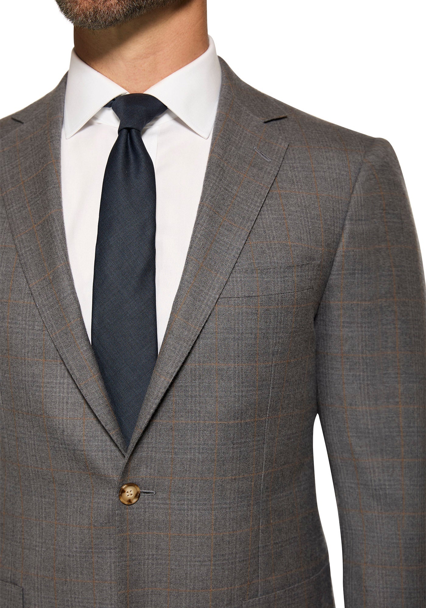 Grey And Tan Windowpane Flannel Blazer - Image 3
