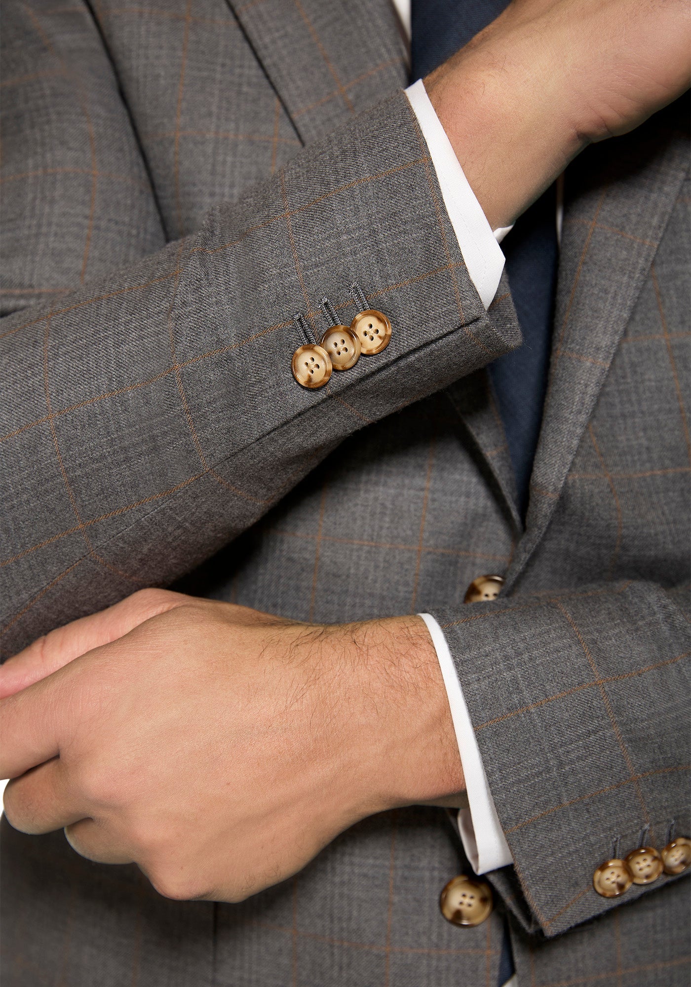 Grey And Tan Windowpane Flannel Blazer - Image 6